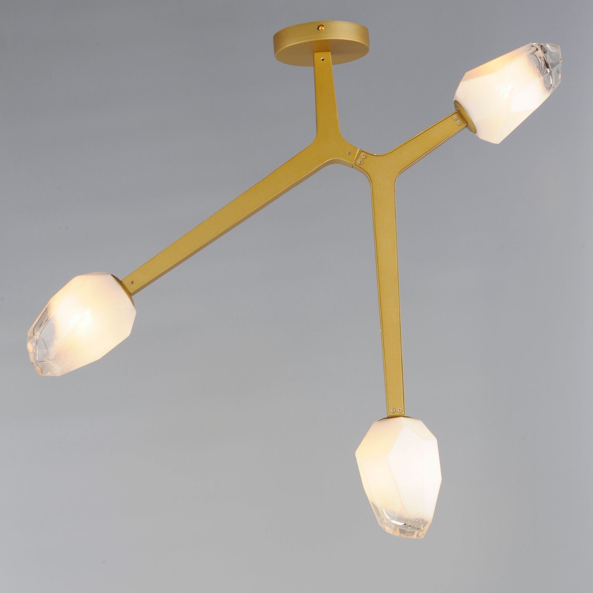Blossom 27" 3-Light LED Semi-Flush Mount, Natural Aged Brass Finish