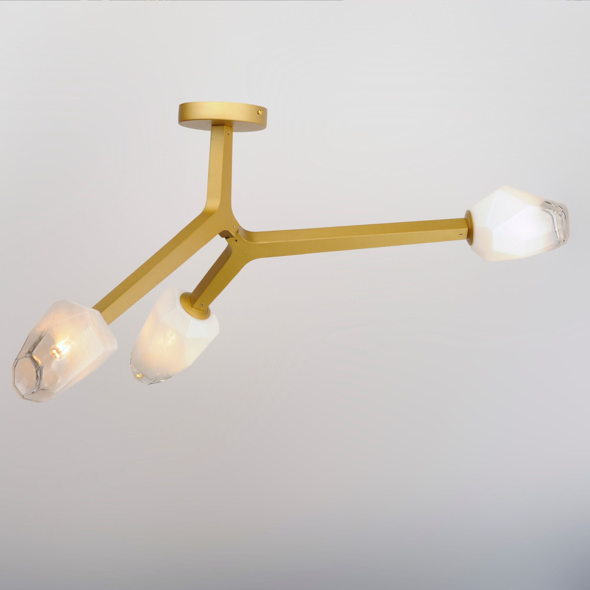 Blossom 27" 3-Light LED Semi-Flush Mount, Natural Aged Brass Finish
