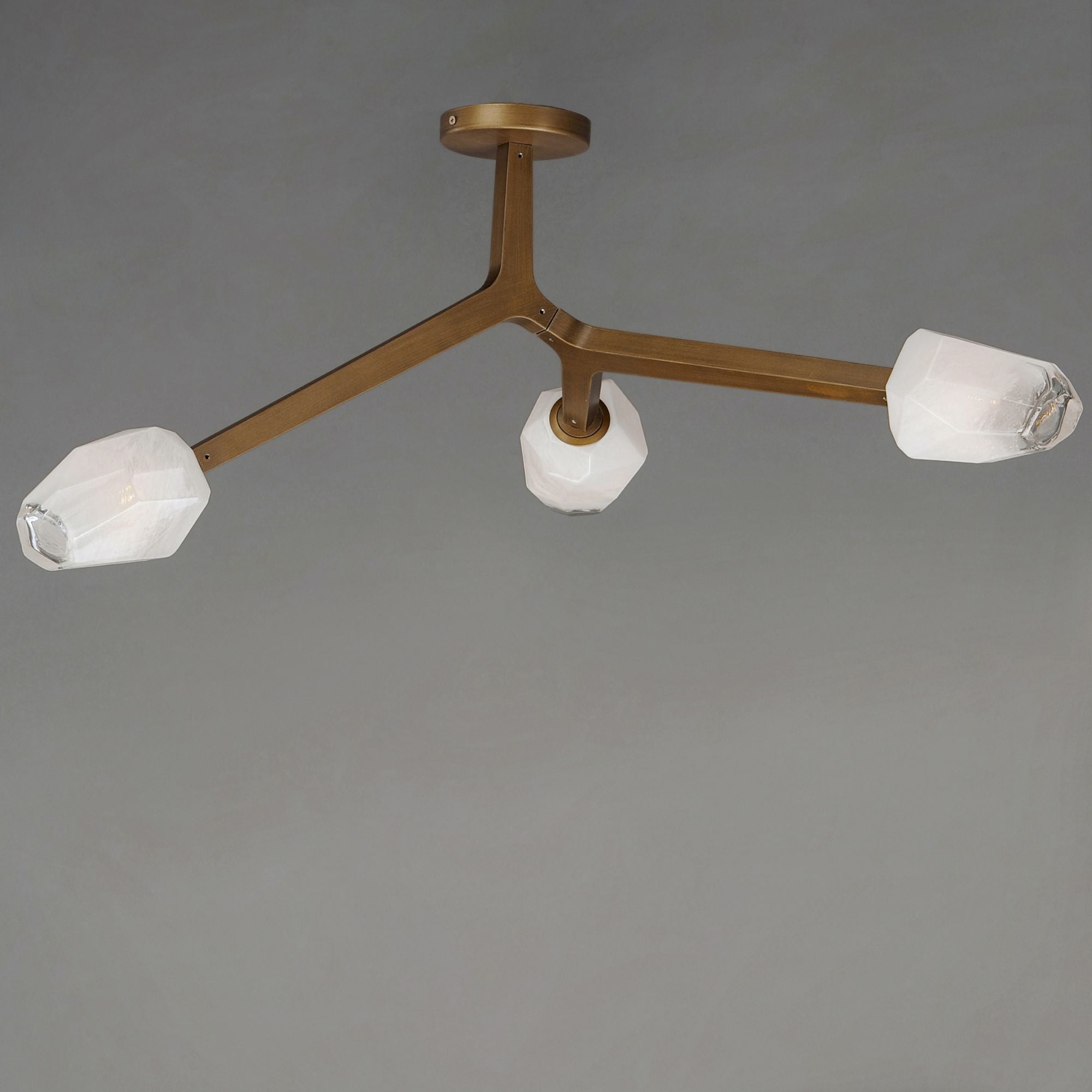 Blossom 27" 3-Light LED Semi-Flush Mount, Natural Aged Brass Finish