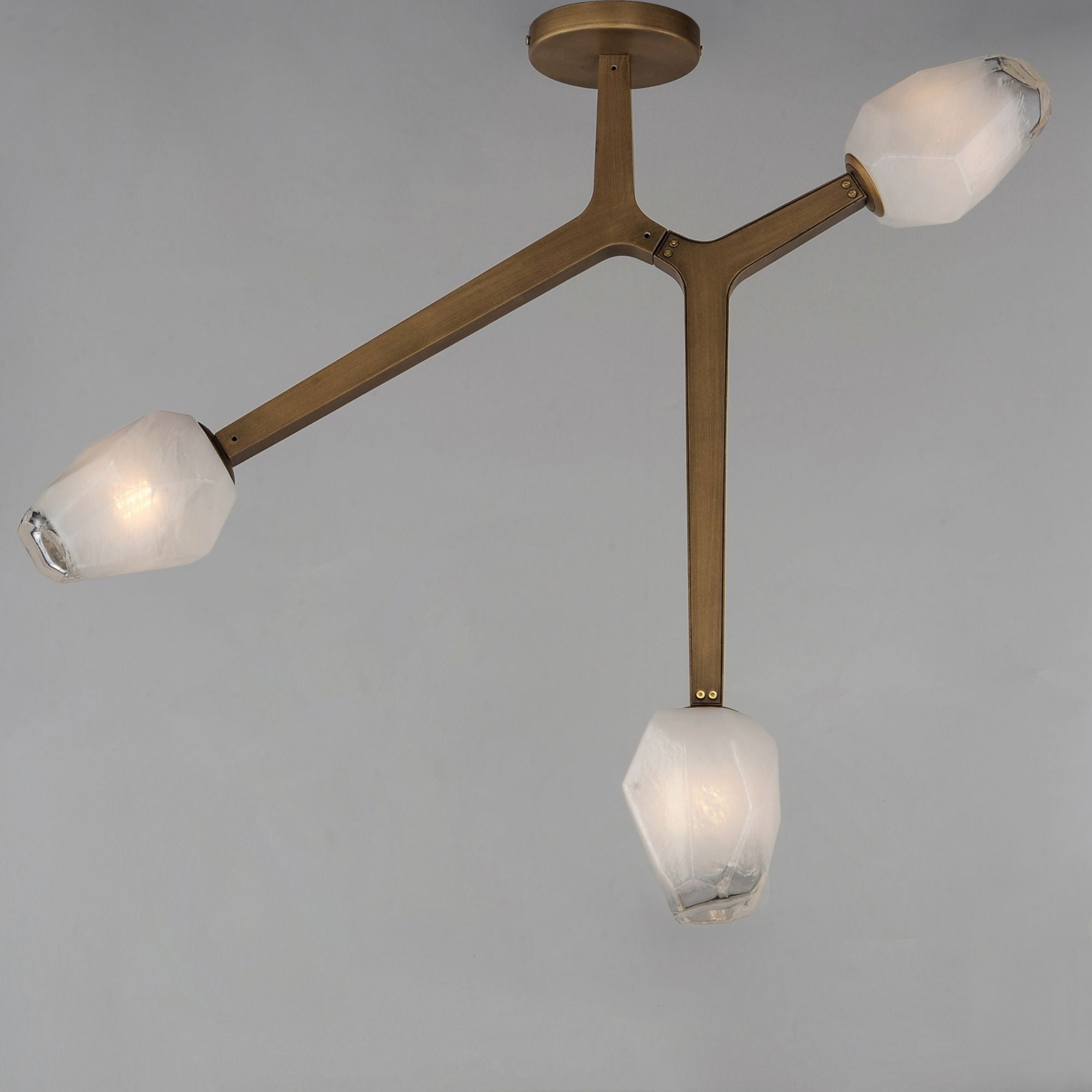 Blossom 27" 3-Light LED Semi-Flush Mount, Natural Aged Brass Finish