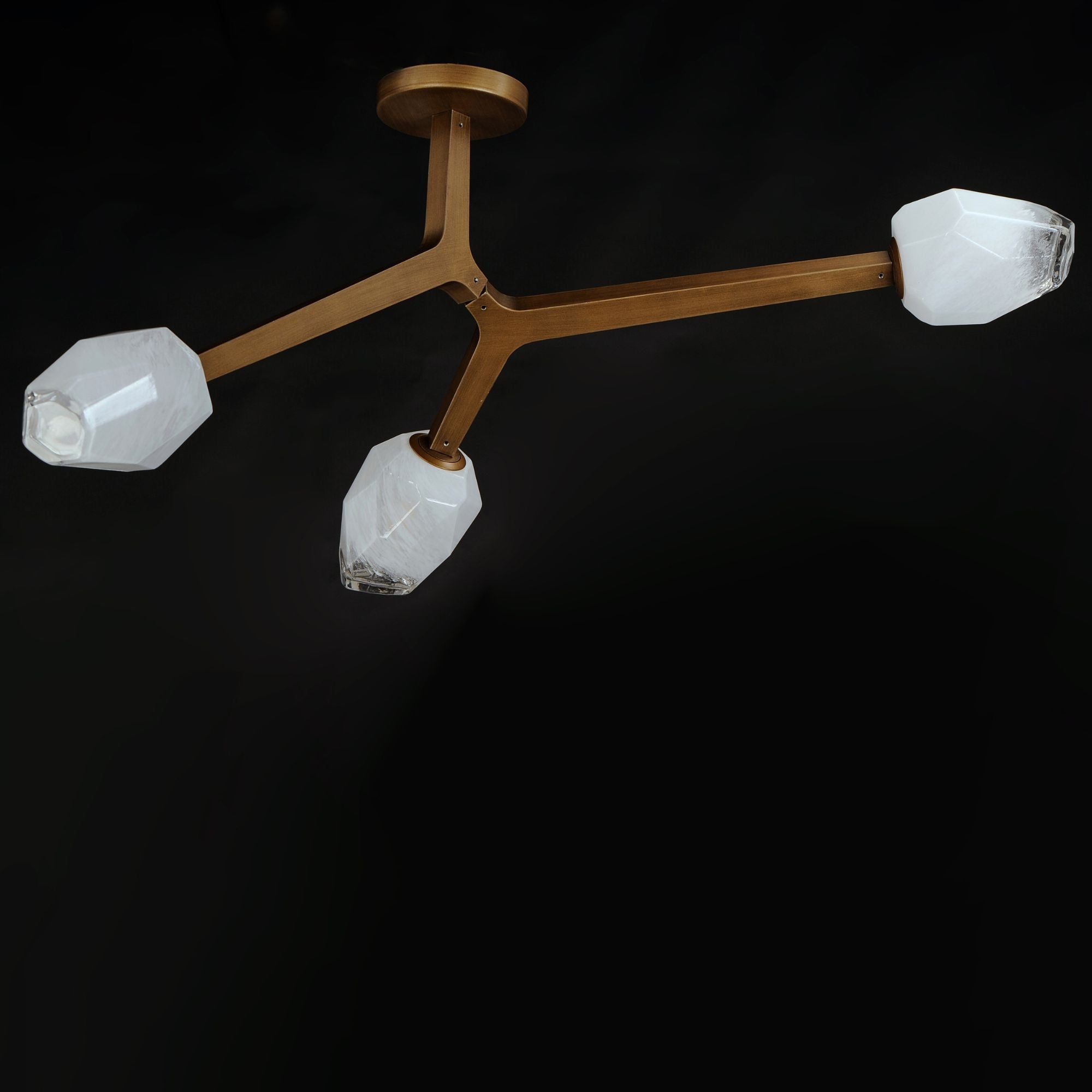 Blossom 27" 3-Light LED Semi-Flush Mount, Natural Aged Brass Finish