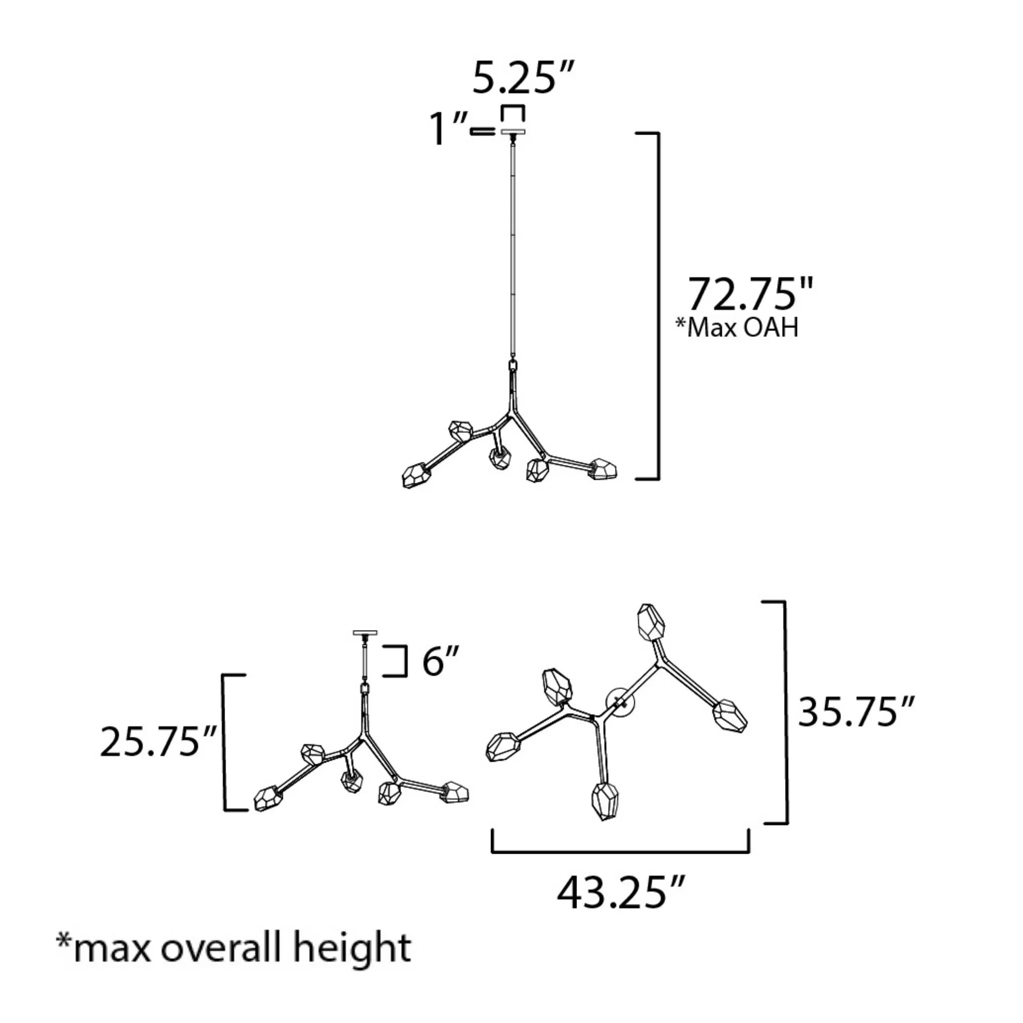 Blossom 36" 5-Light LED Pendant, Black Finish