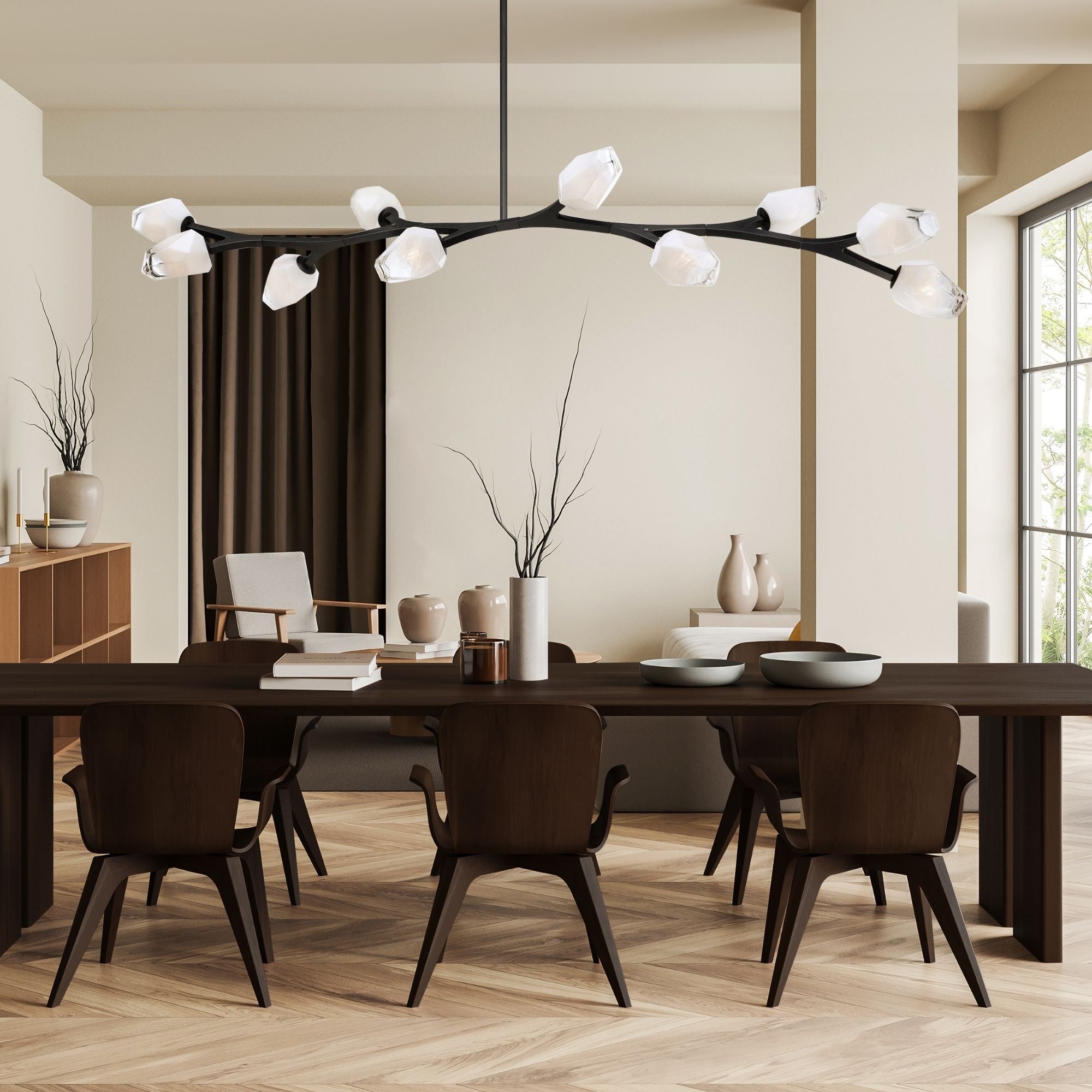 Blossom 71" 10-Light LED Linear Pendant, Black Finish
