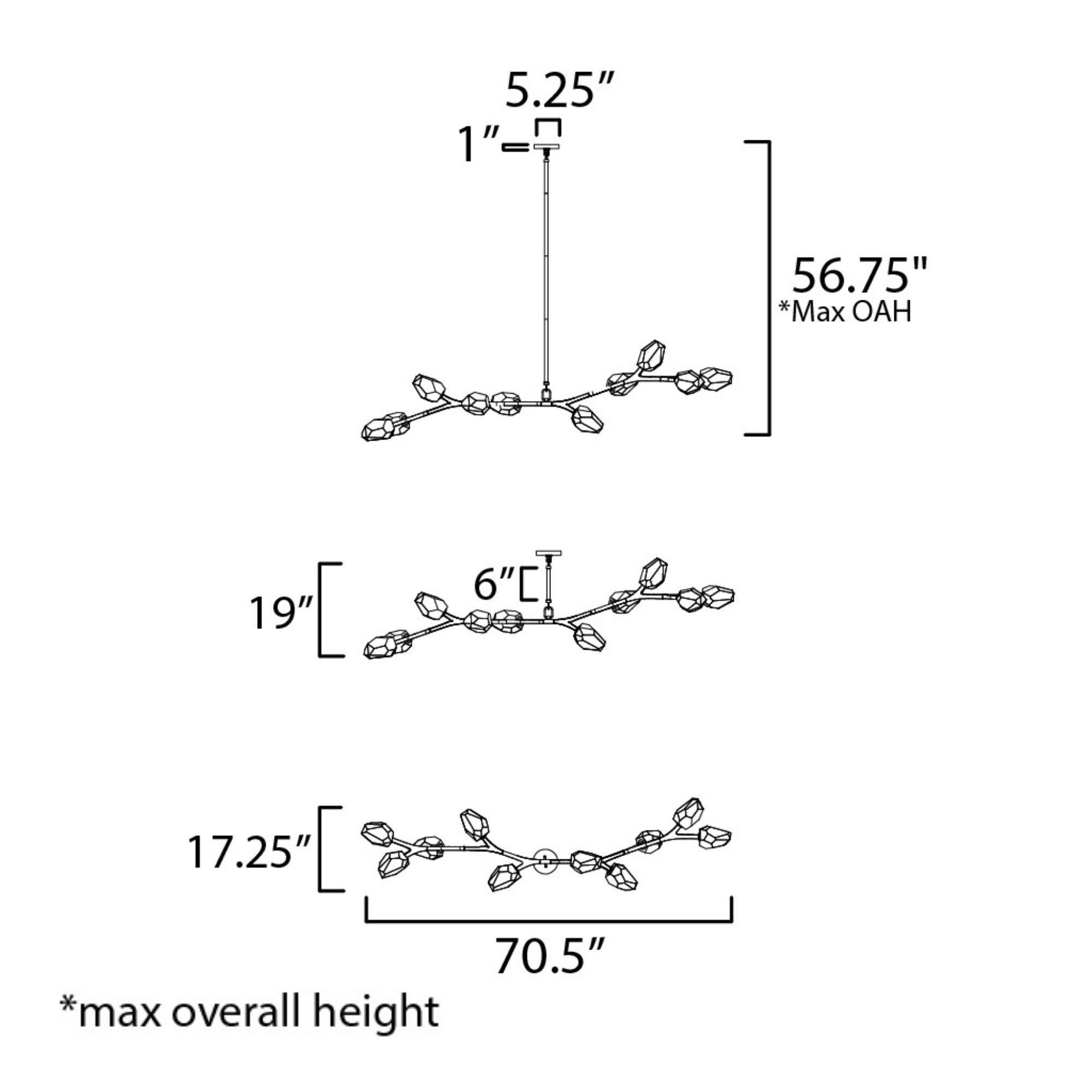 Blossom 71" 10-Light LED Linear Pendant, Black Finish