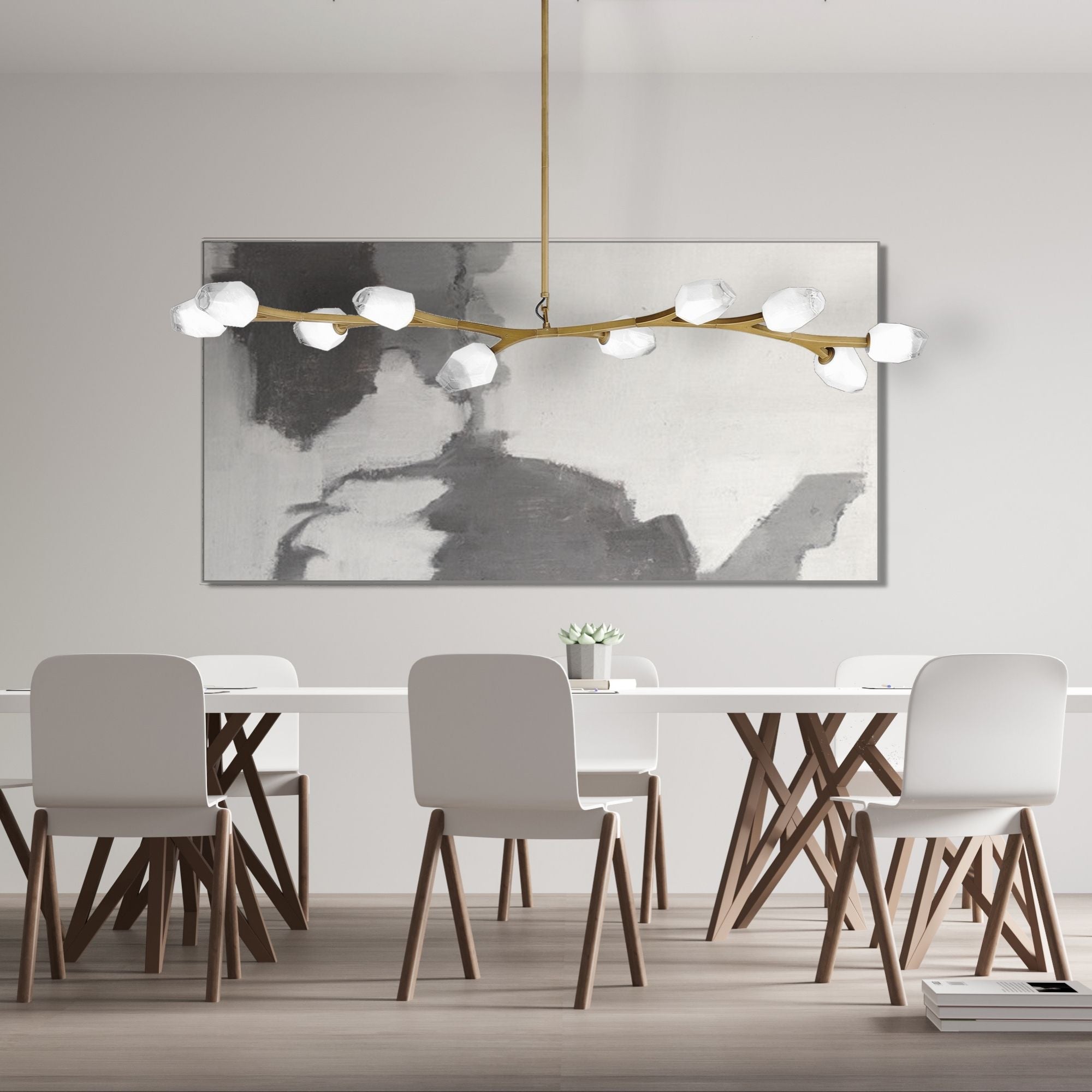 Blossom 71" 10-Light LED Linear Pendant, Natural Aged Brass Finish