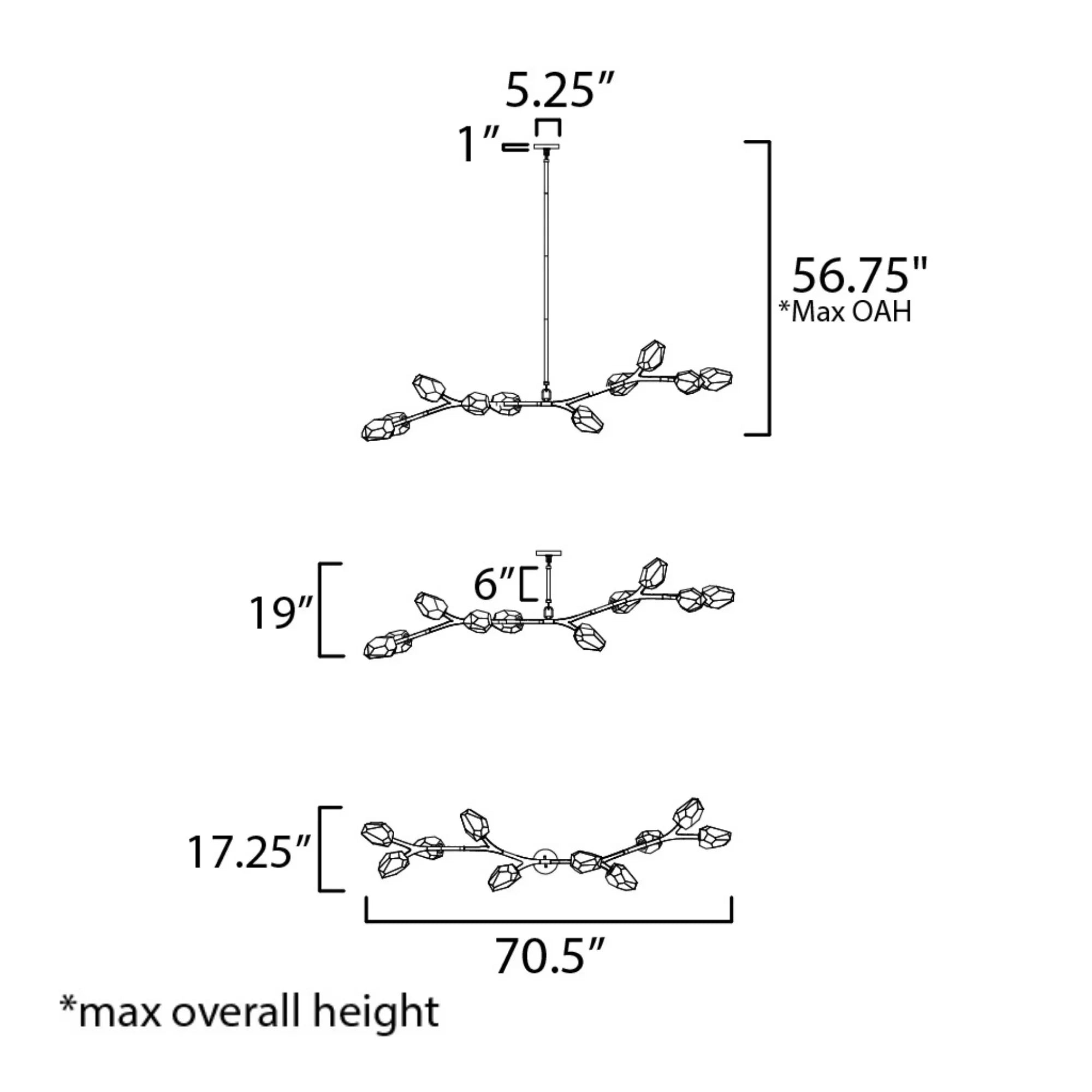 Blossom 71" 10-Light LED Linear Pendant, Natural Aged Brass Finish