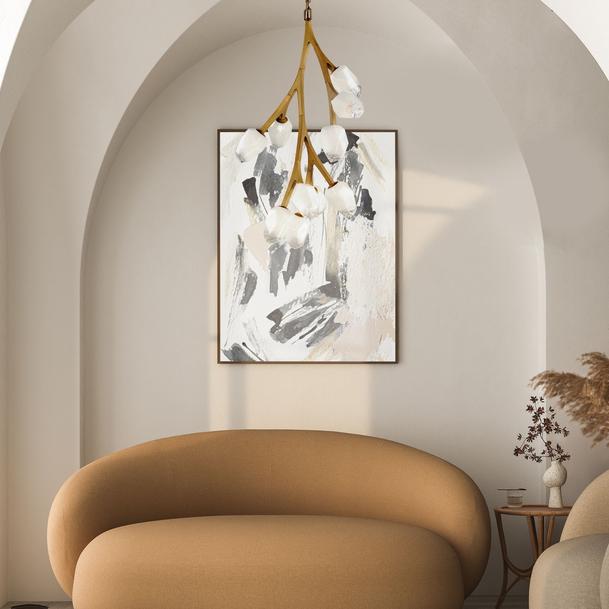 Blossom 25" 10-Light LED Pendant, Natural Aged Brass Finish