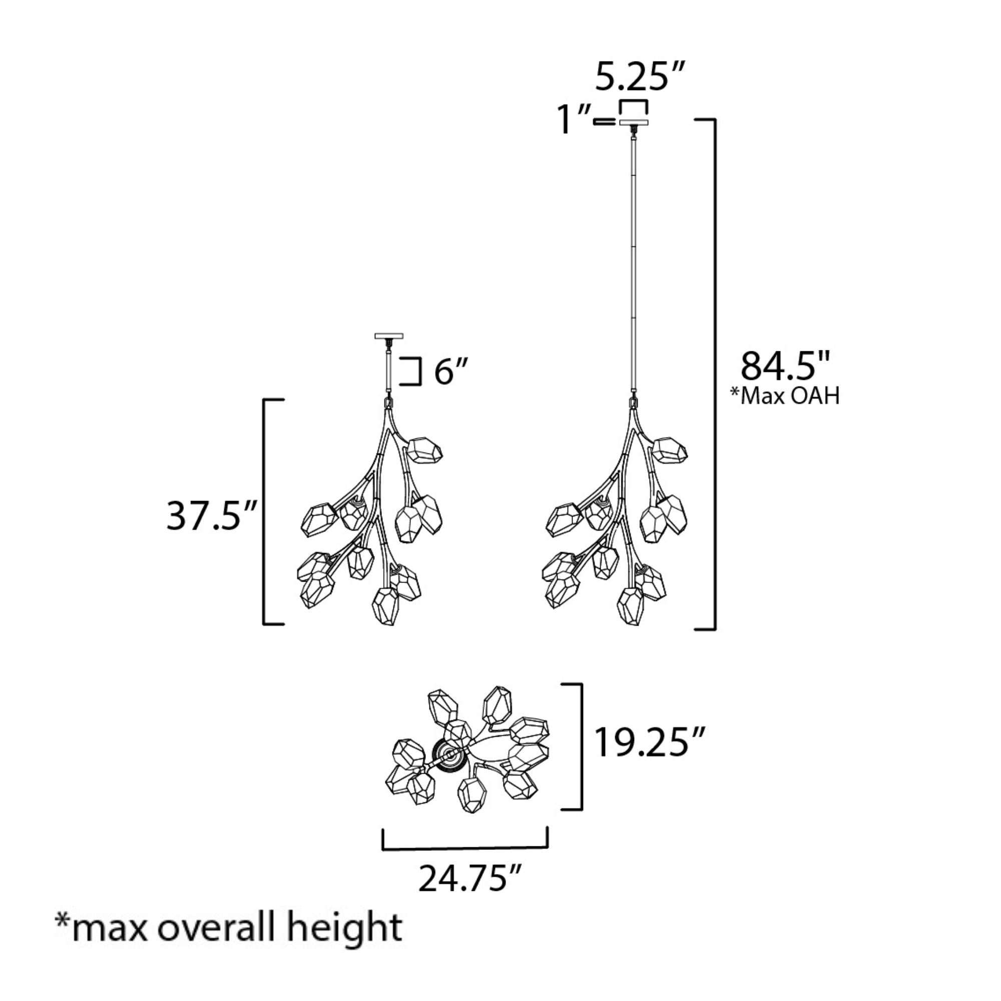 Blossom 25" 10-Light LED Pendant, Natural Aged Brass Finish