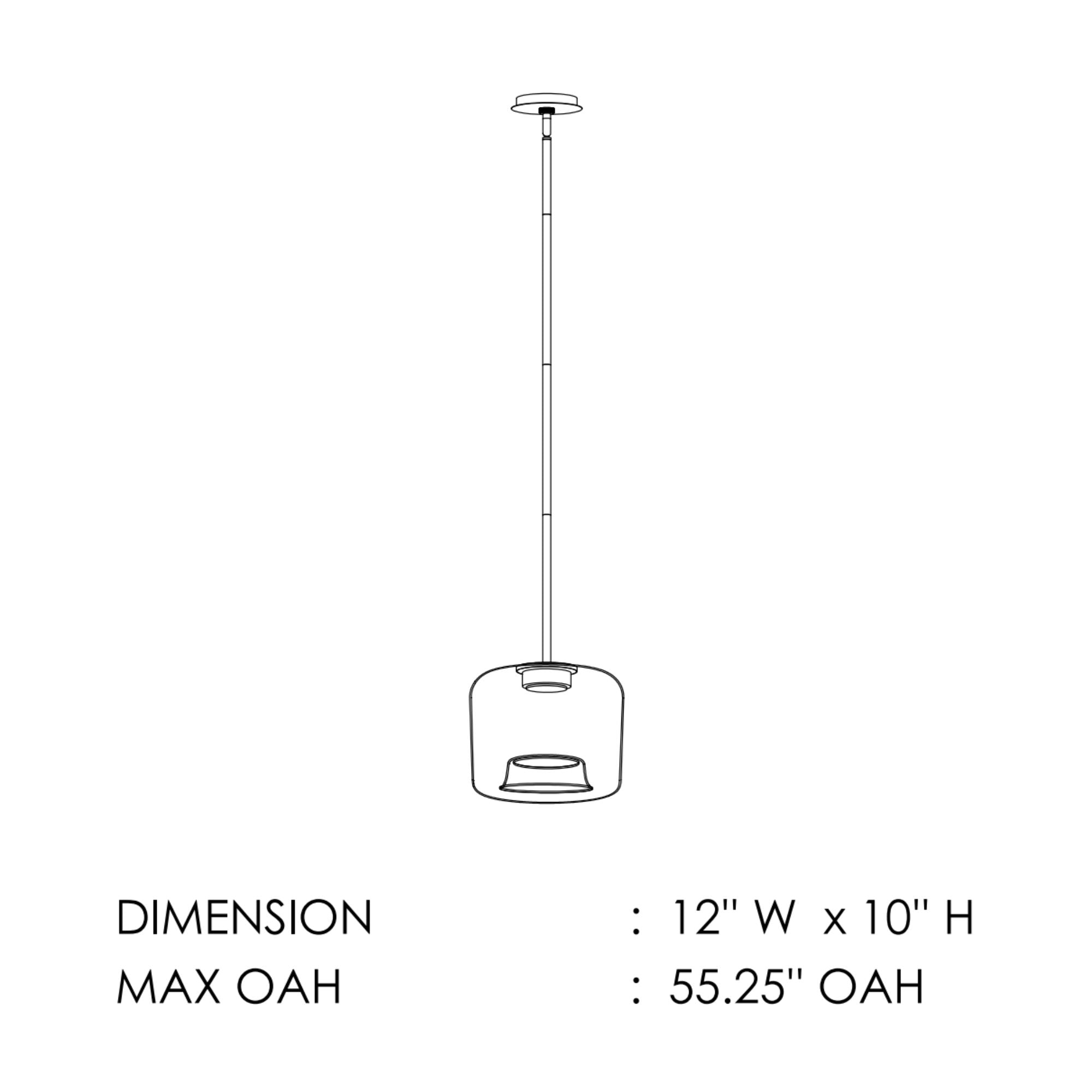 Bombona 12" x 10" LED Pendant, Black Finish