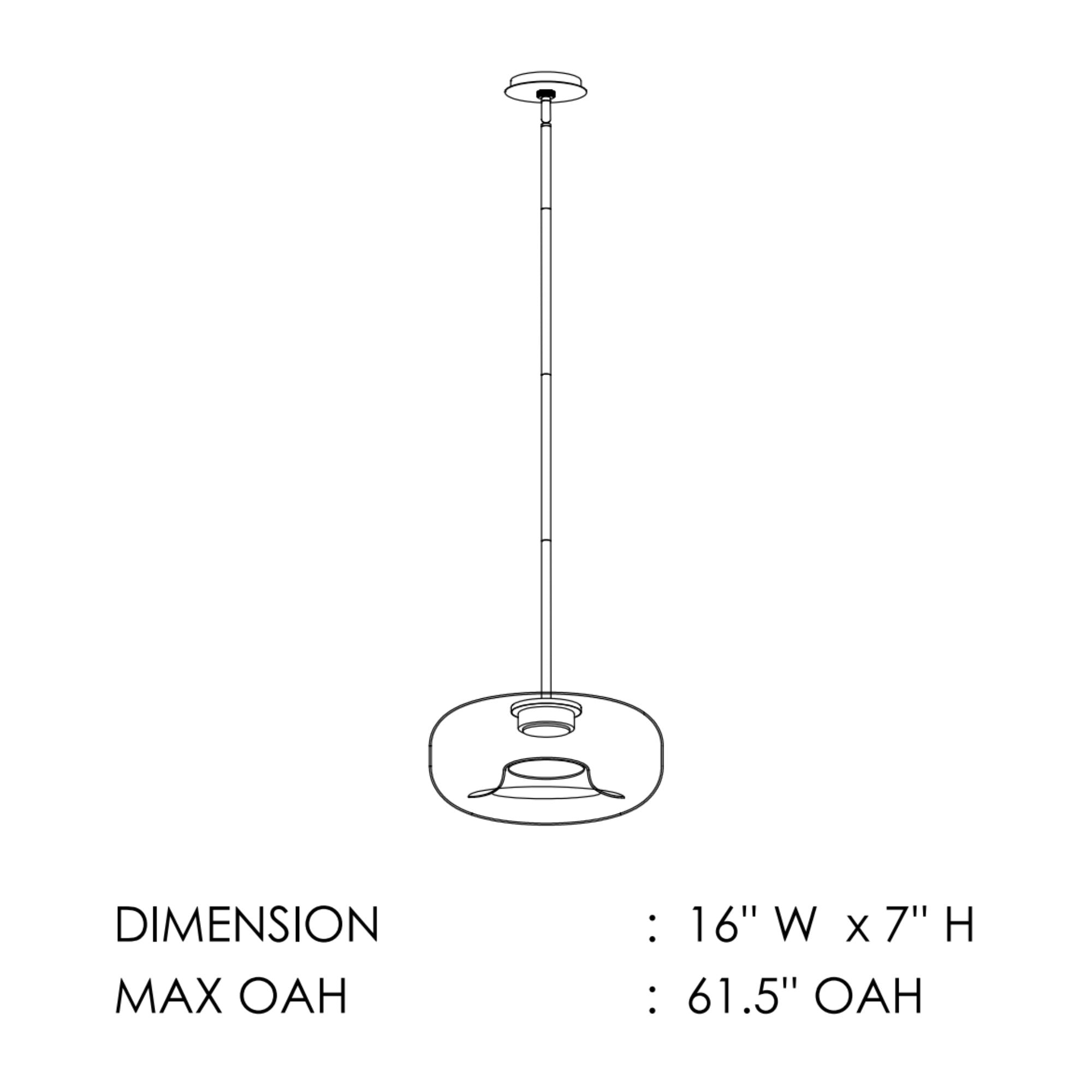 Bombona 16" x 7" LED Pendant, Black Finish