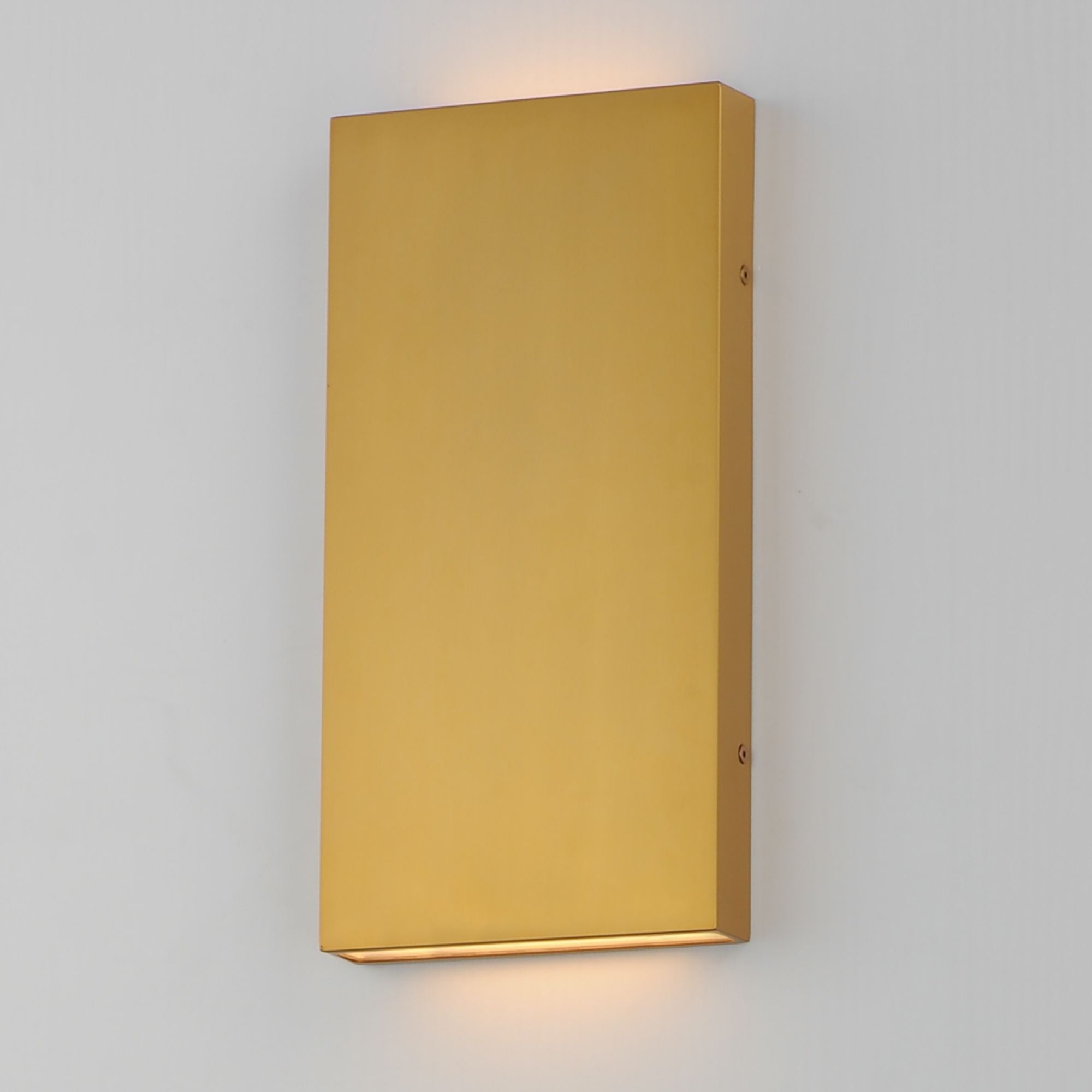 Brik 14" LED Outdoor Wall Sconce, 120-277V, Natural Aged Brass Finish