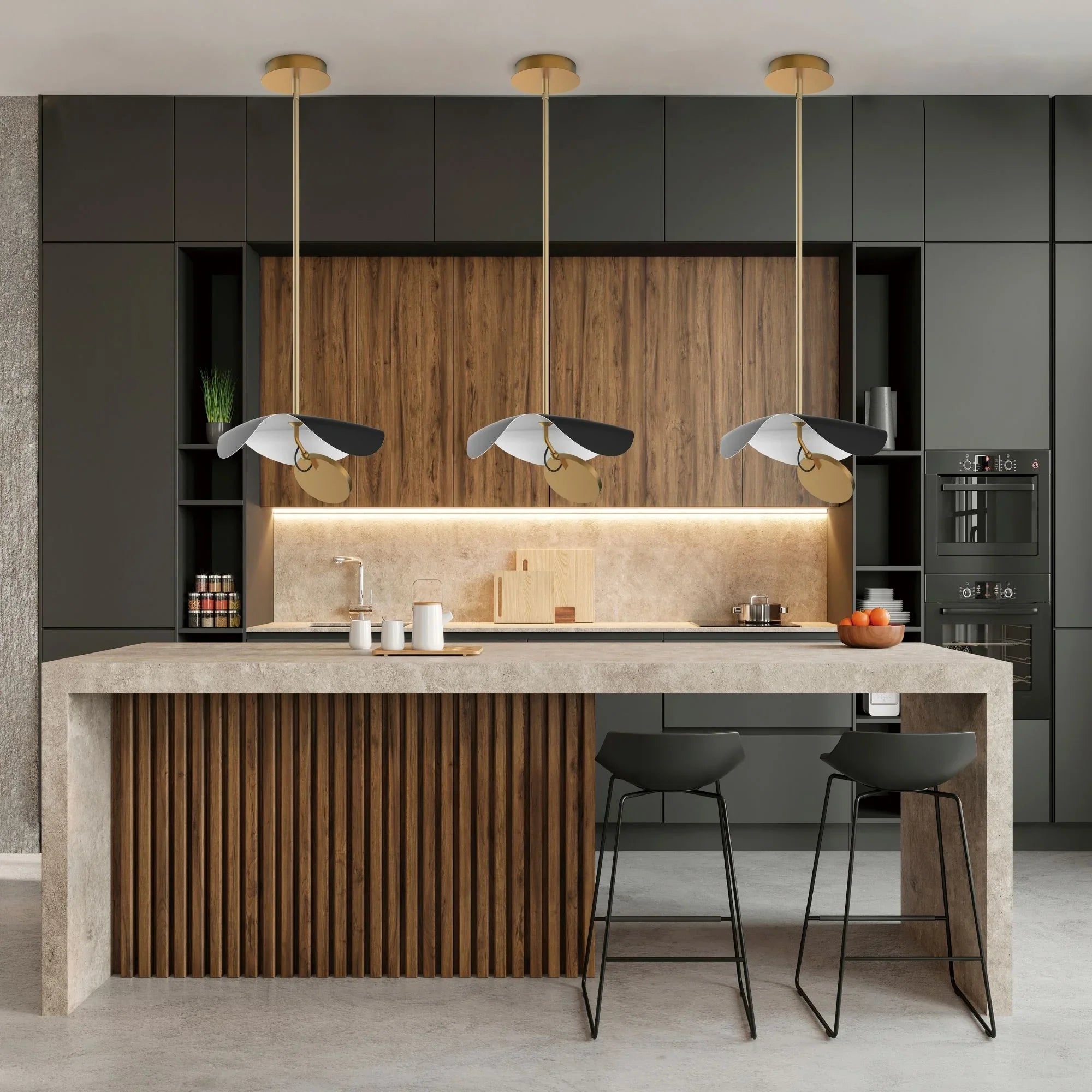 Carmen 16" LED Pendant, Black & Gold Finish