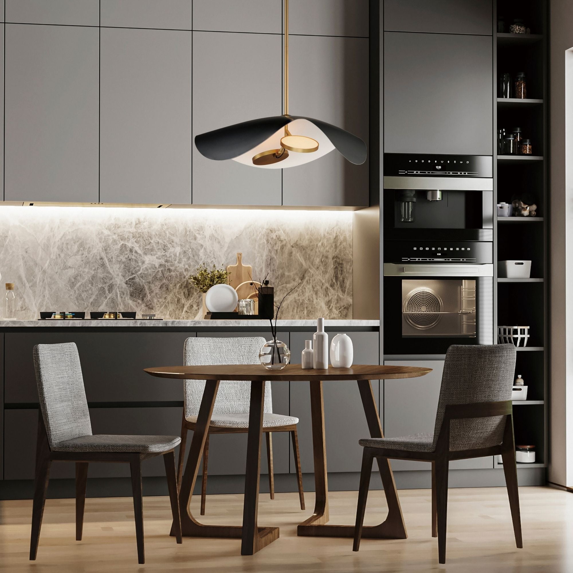 Carmen 24" 2-Light LED Pendant, Black & Gold Finish