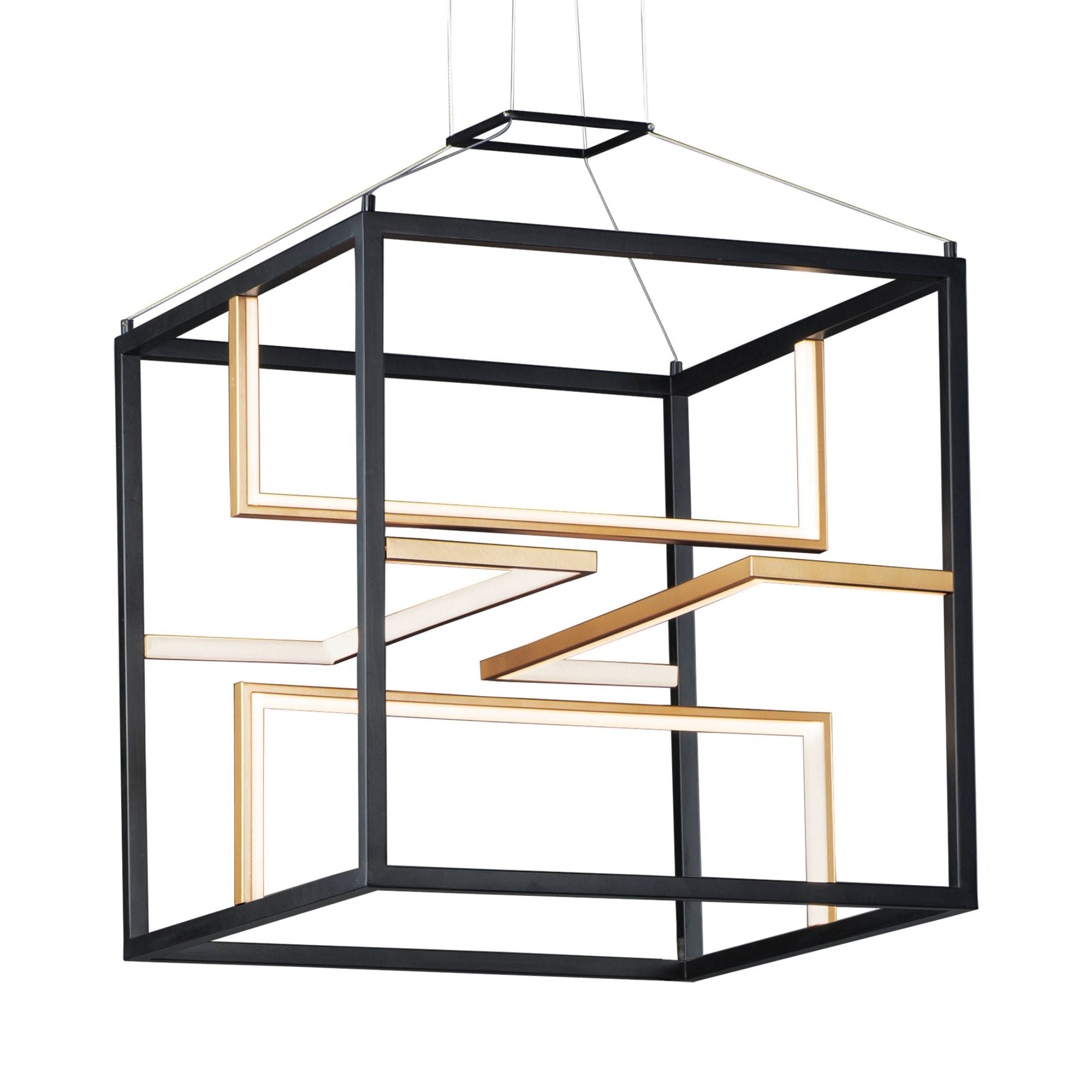 Chamber 18" LED Pendant, Black & Gold Finish