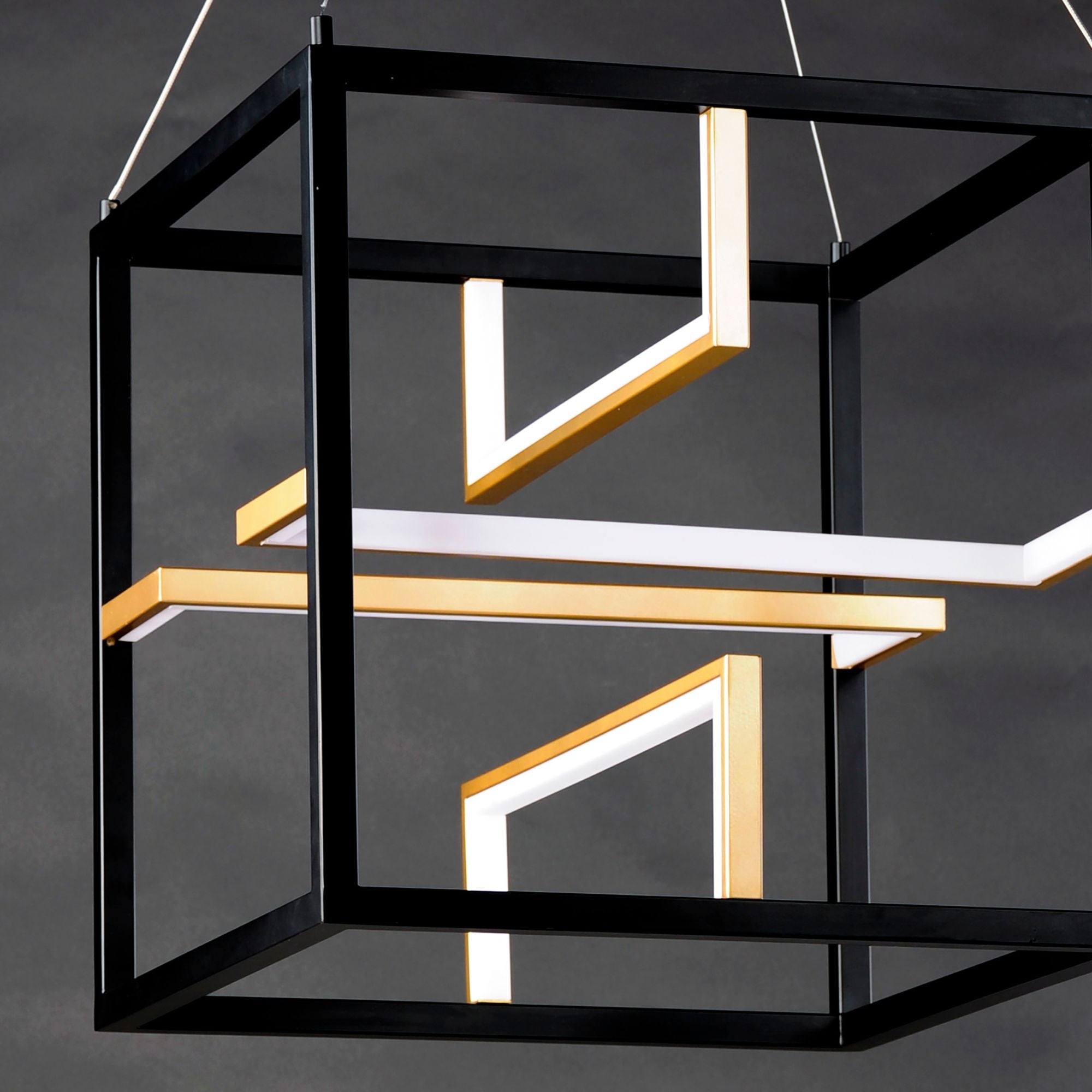 Chamber 18" LED Pendant, Black & Gold Finish