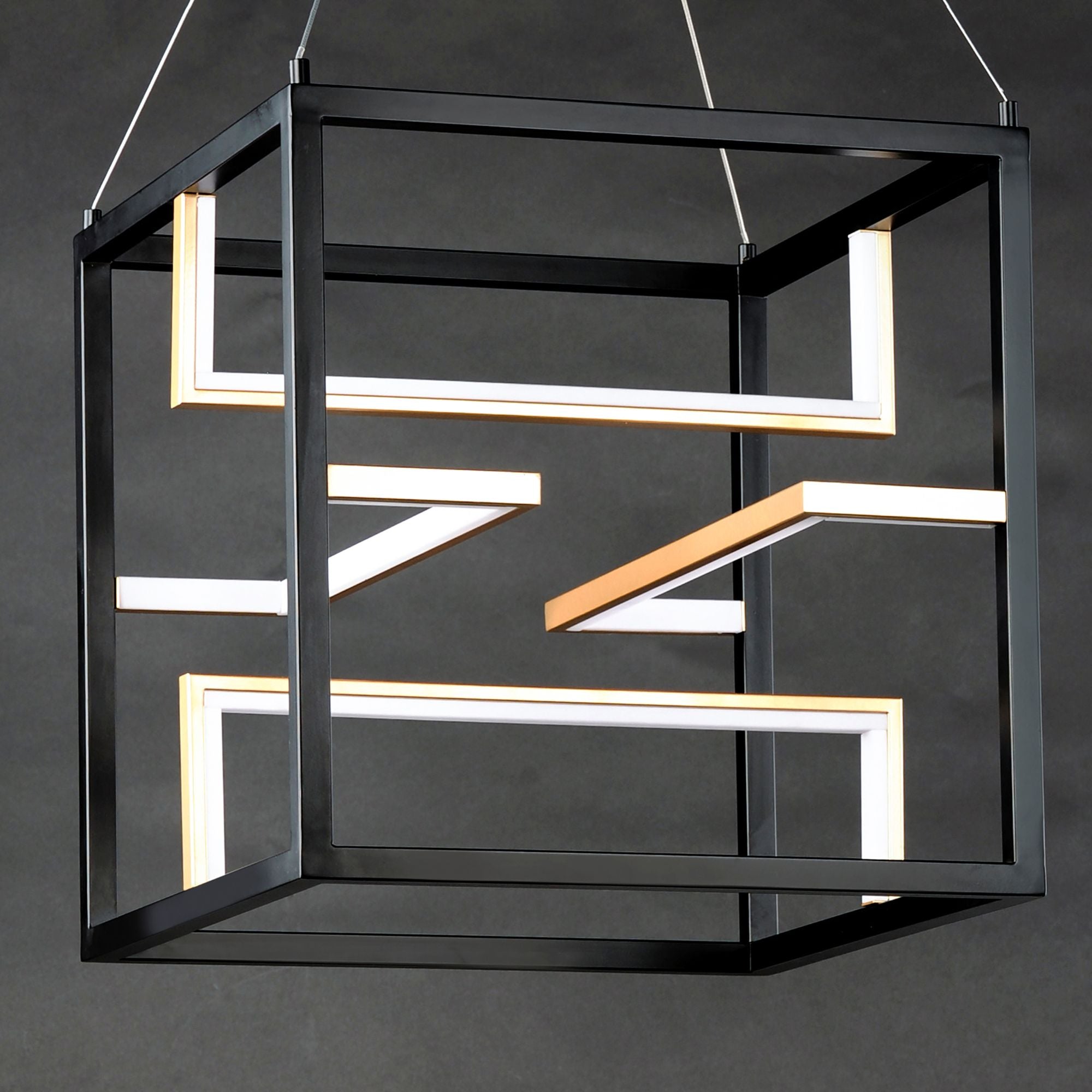 Chamber 18" LED Pendant, Black & Gold Finish