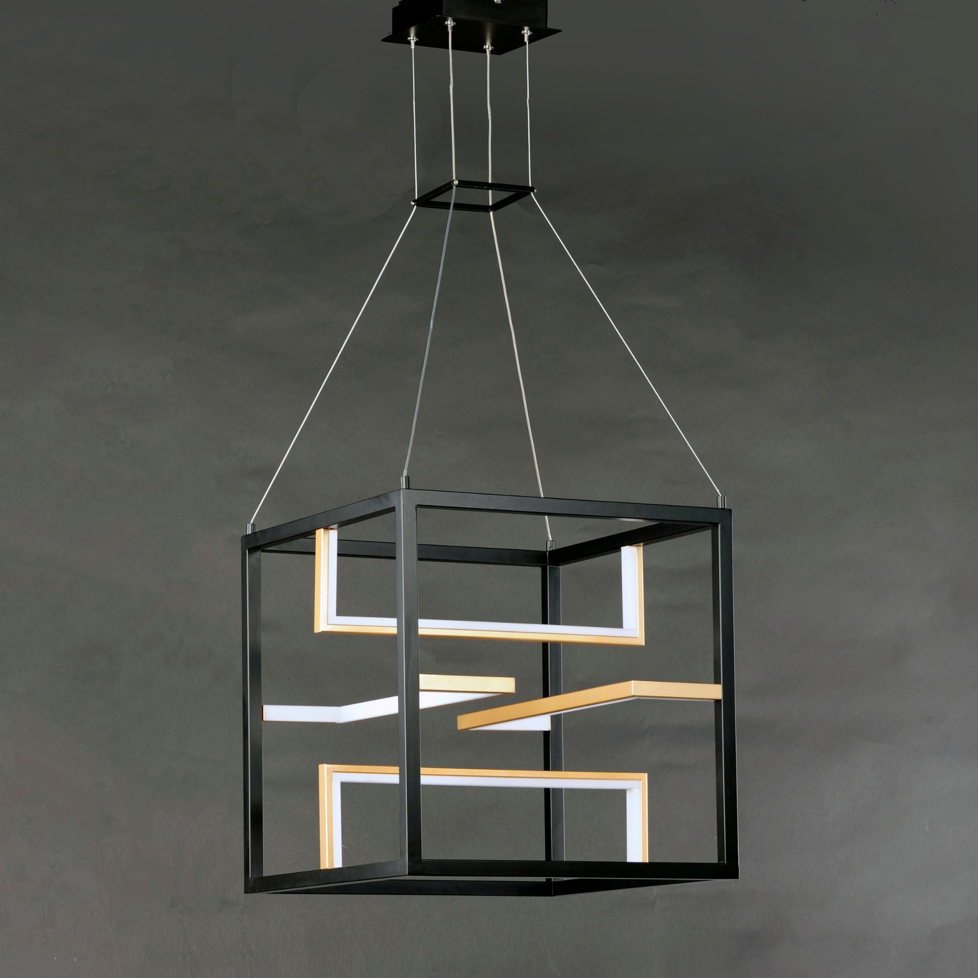 Chamber 18" LED Pendant, Black & Gold Finish