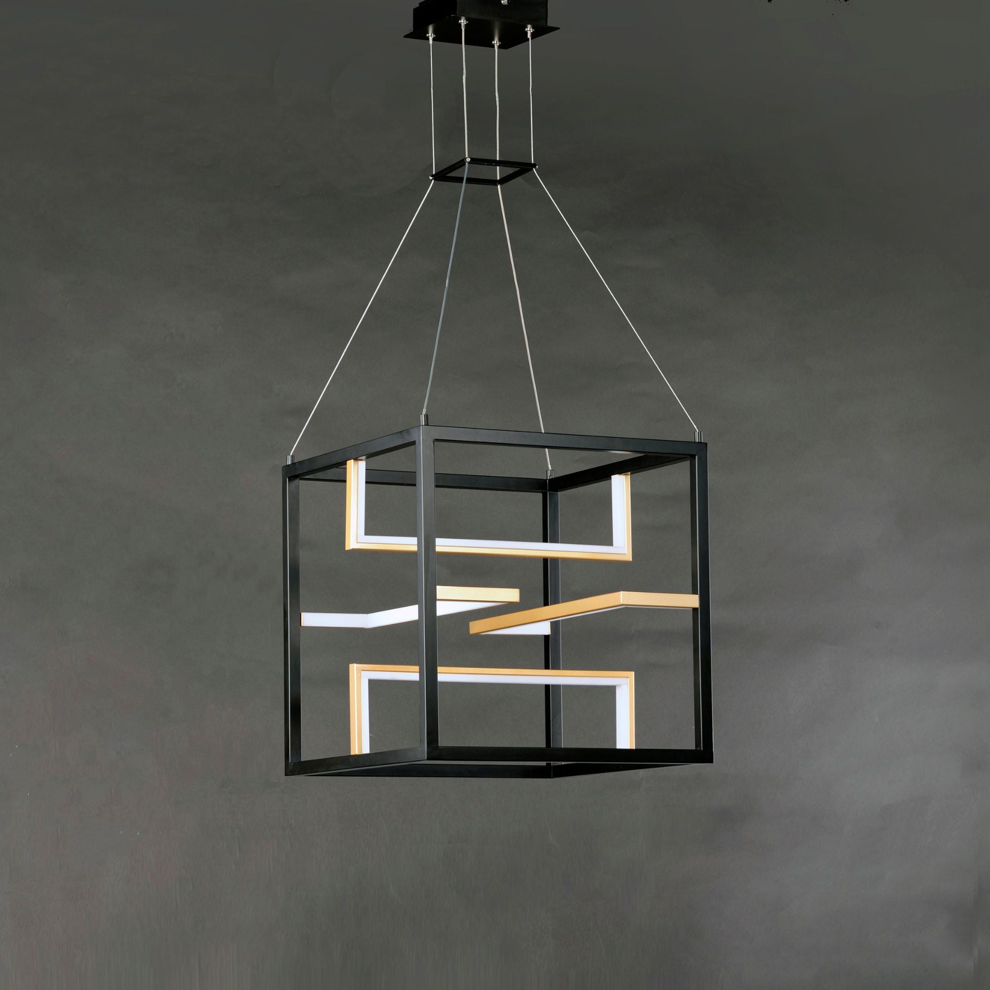 Chamber 18" LED Pendant, Black & Gold Finish