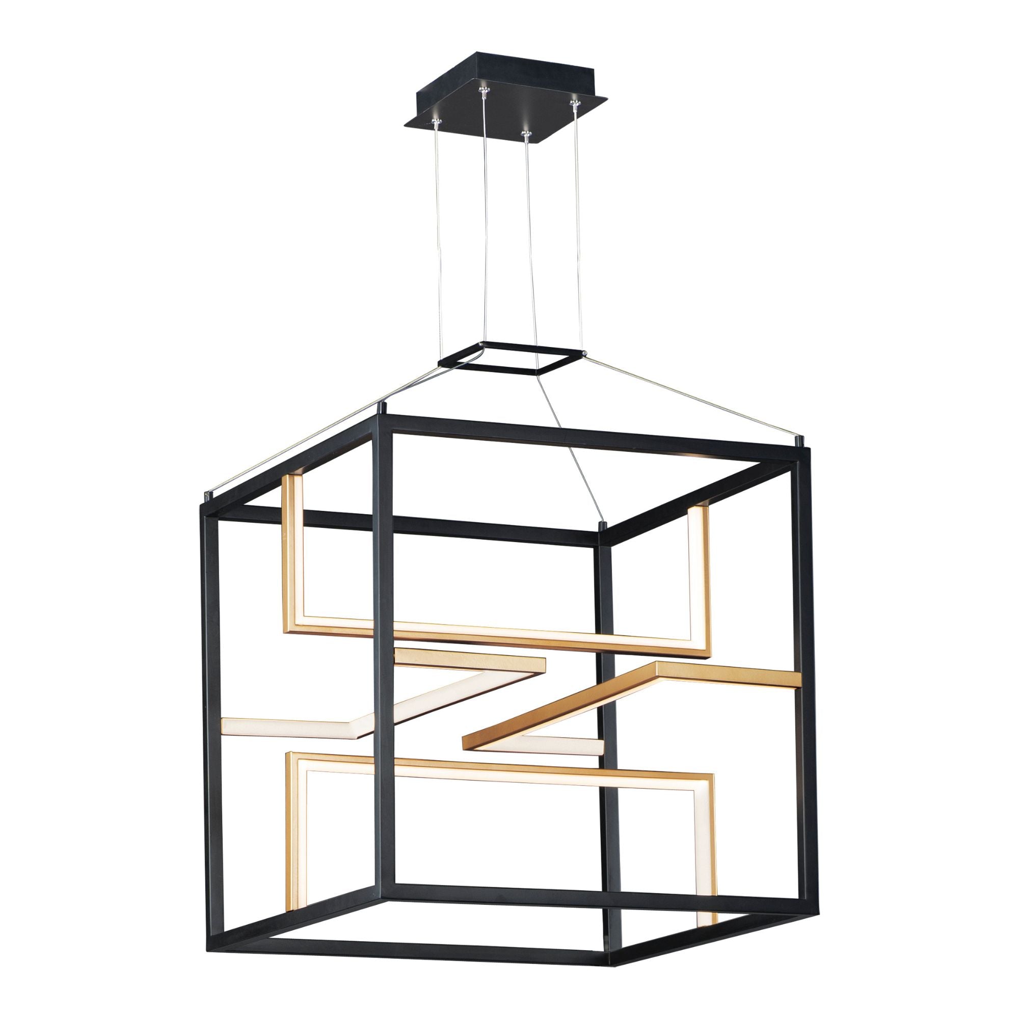 Chamber 18" LED Pendant, Black & Gold Finish