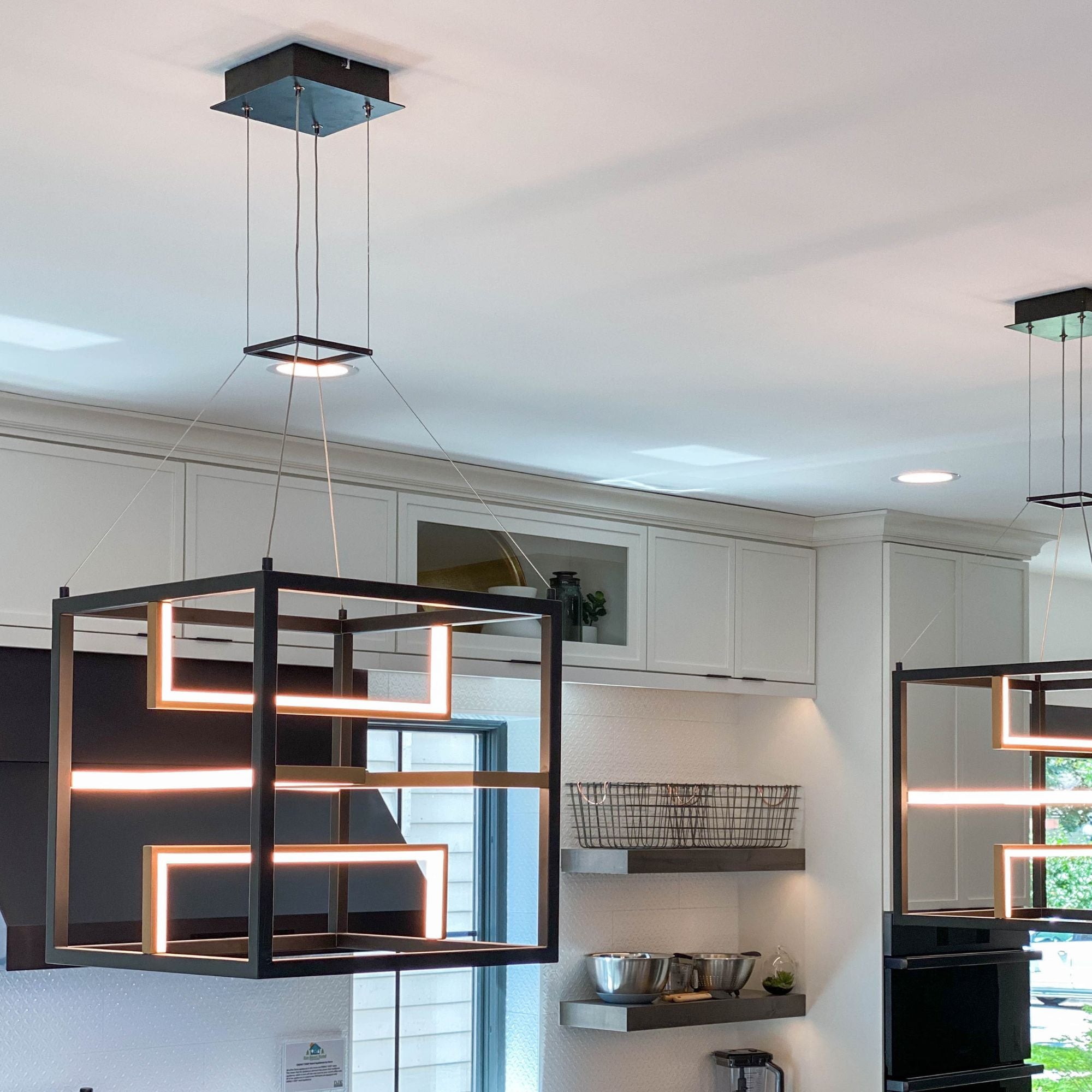 Chamber 18" LED Pendant, Black & Gold Finish