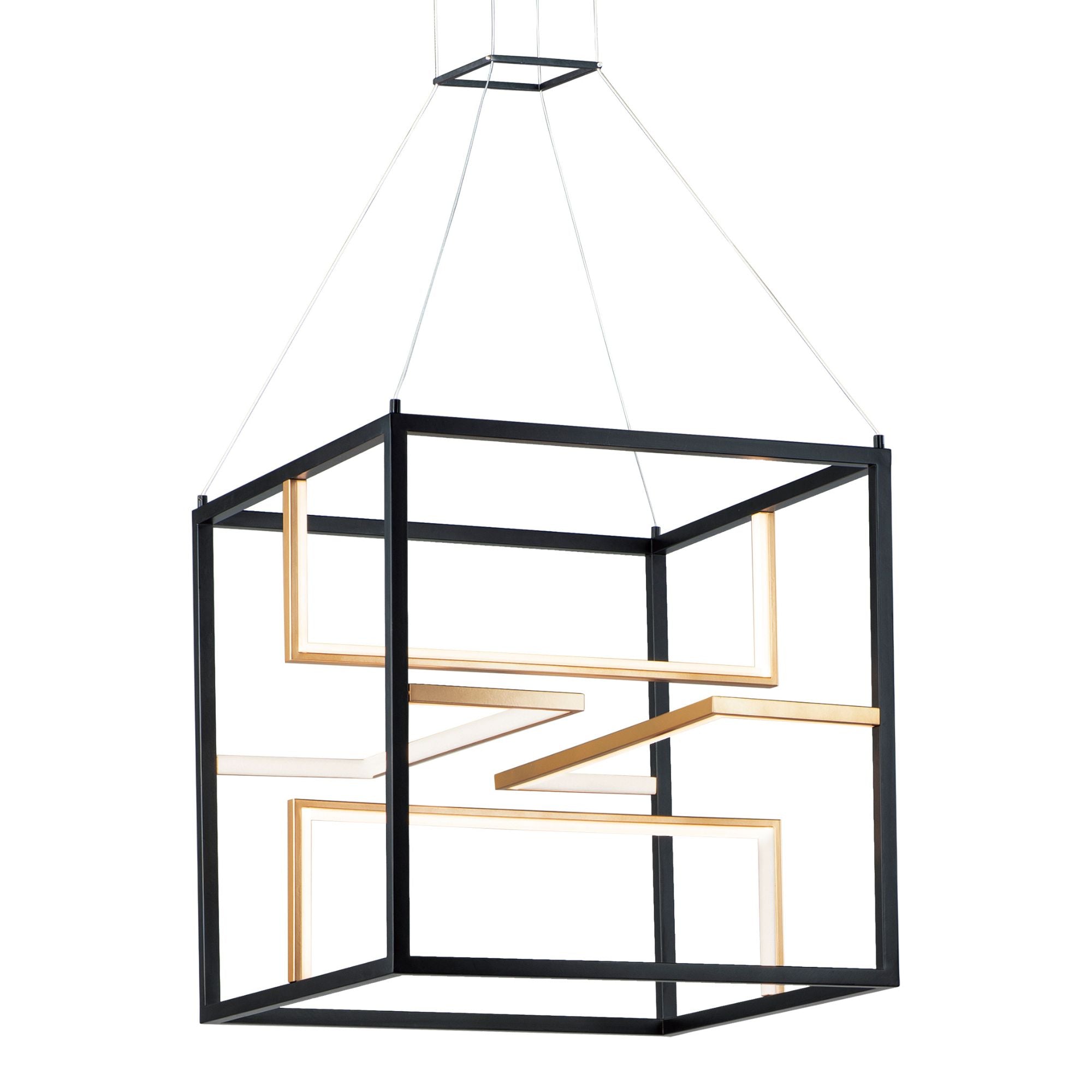 Chamber 24" LED Pendant, Black & Gold Finish