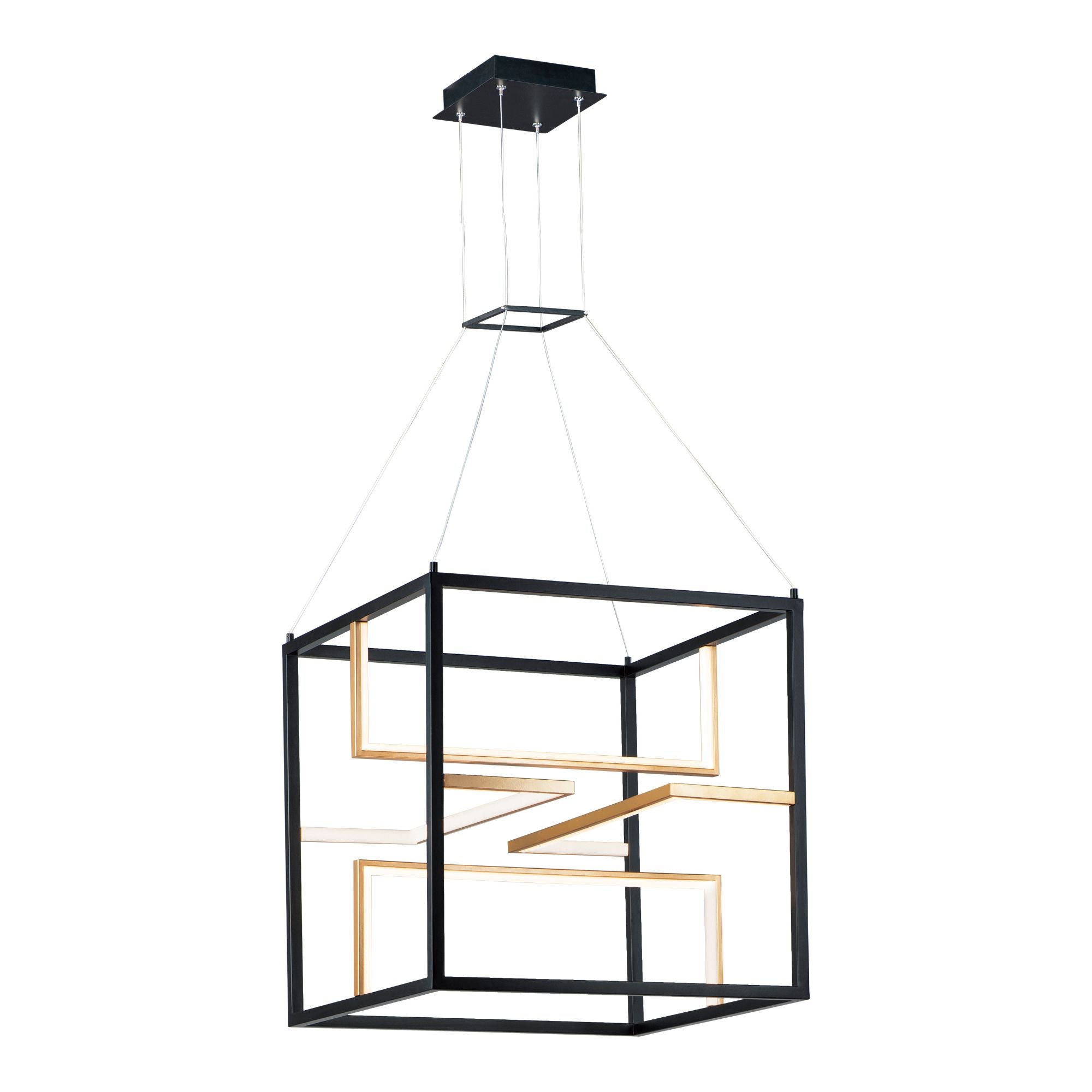 Chamber 24" LED Pendant, Black & Gold Finish