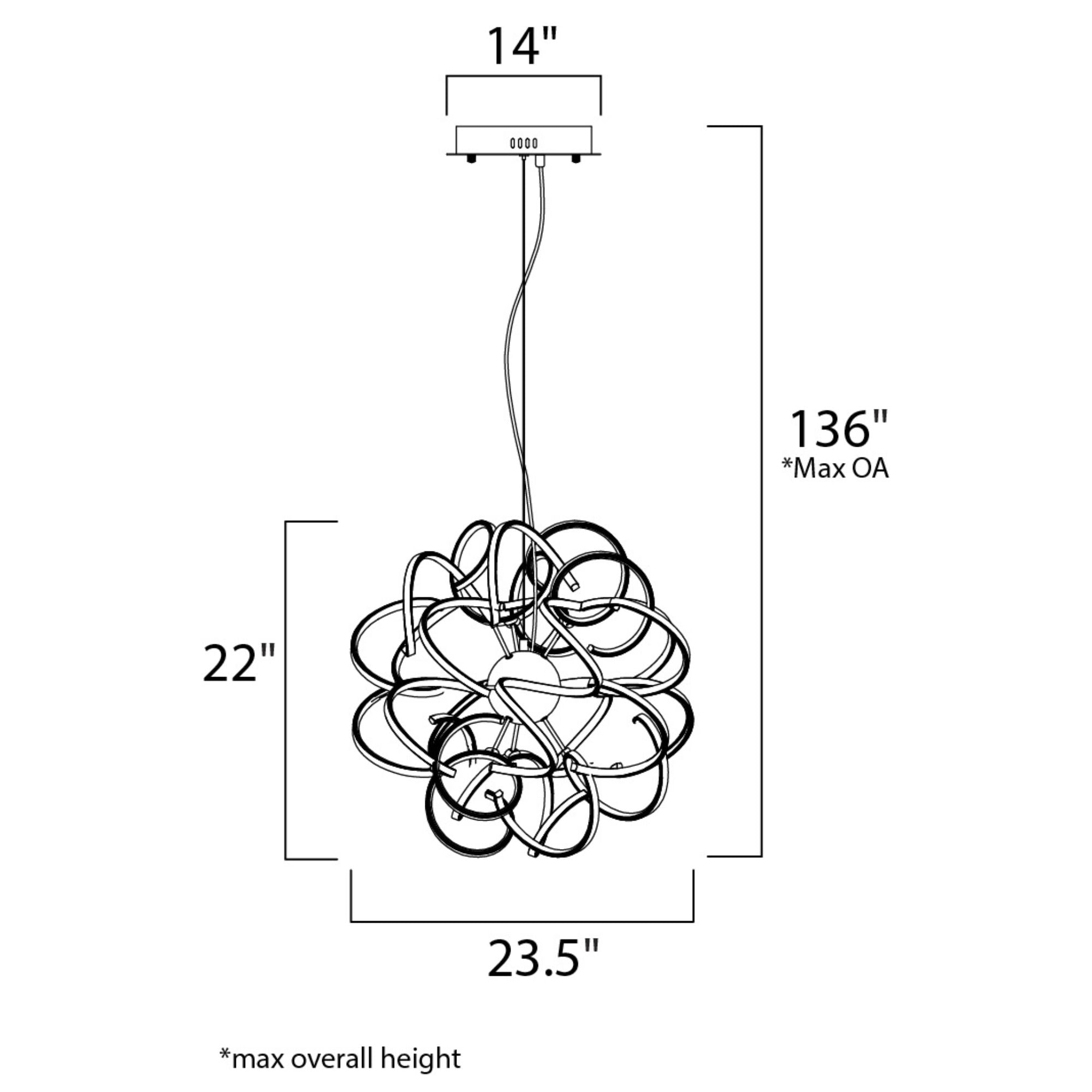 Chaos 24" LED Pendant, Polished Chrome Finish