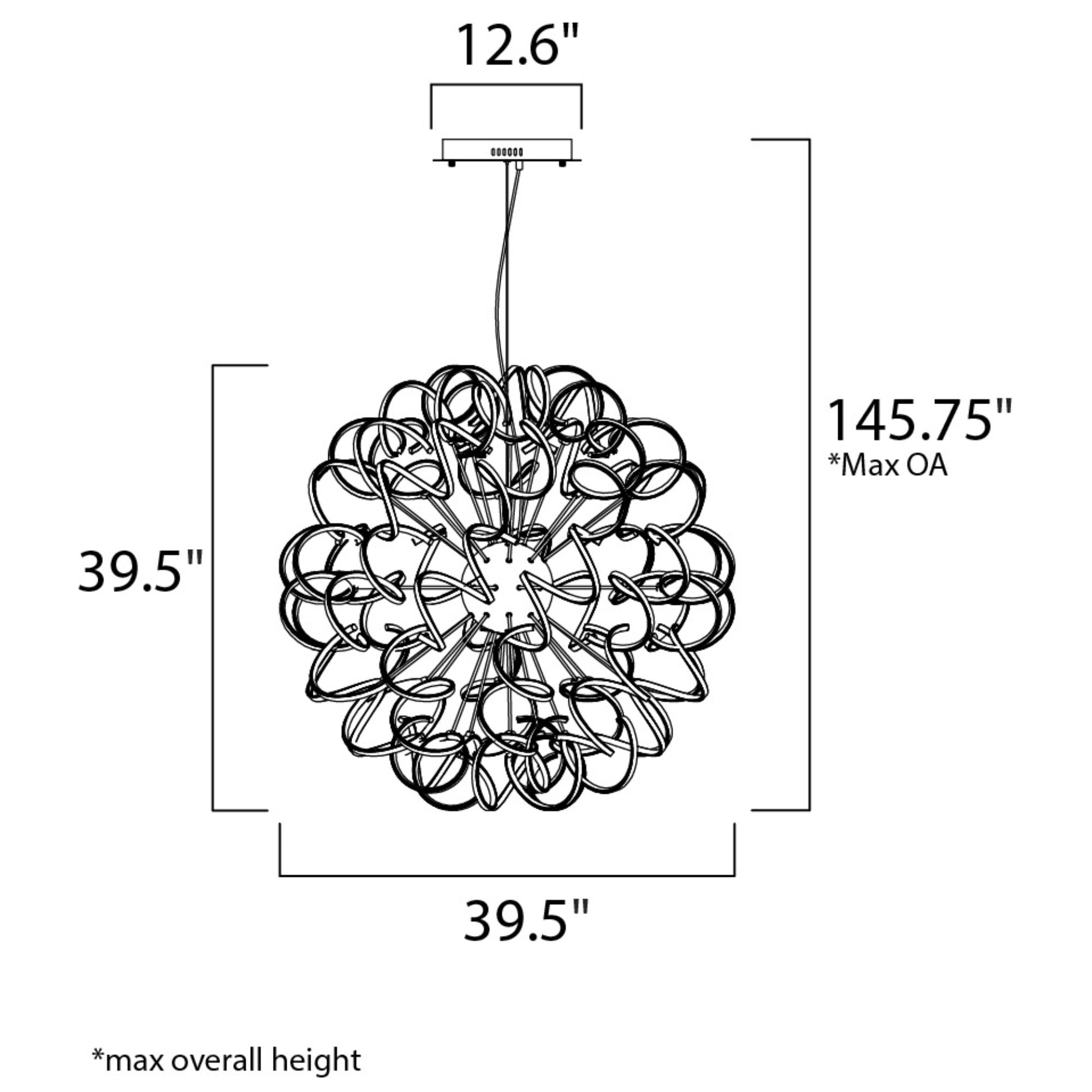 Chaos 40" LED Pendant, Polished Chrome Finish
