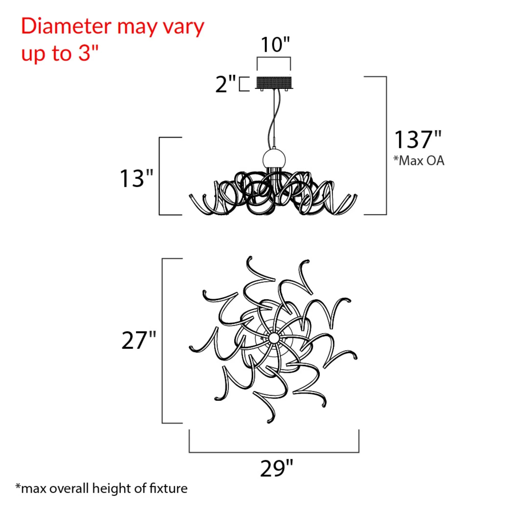Chaos 29" LED Pendant, Polished Chrome Finish