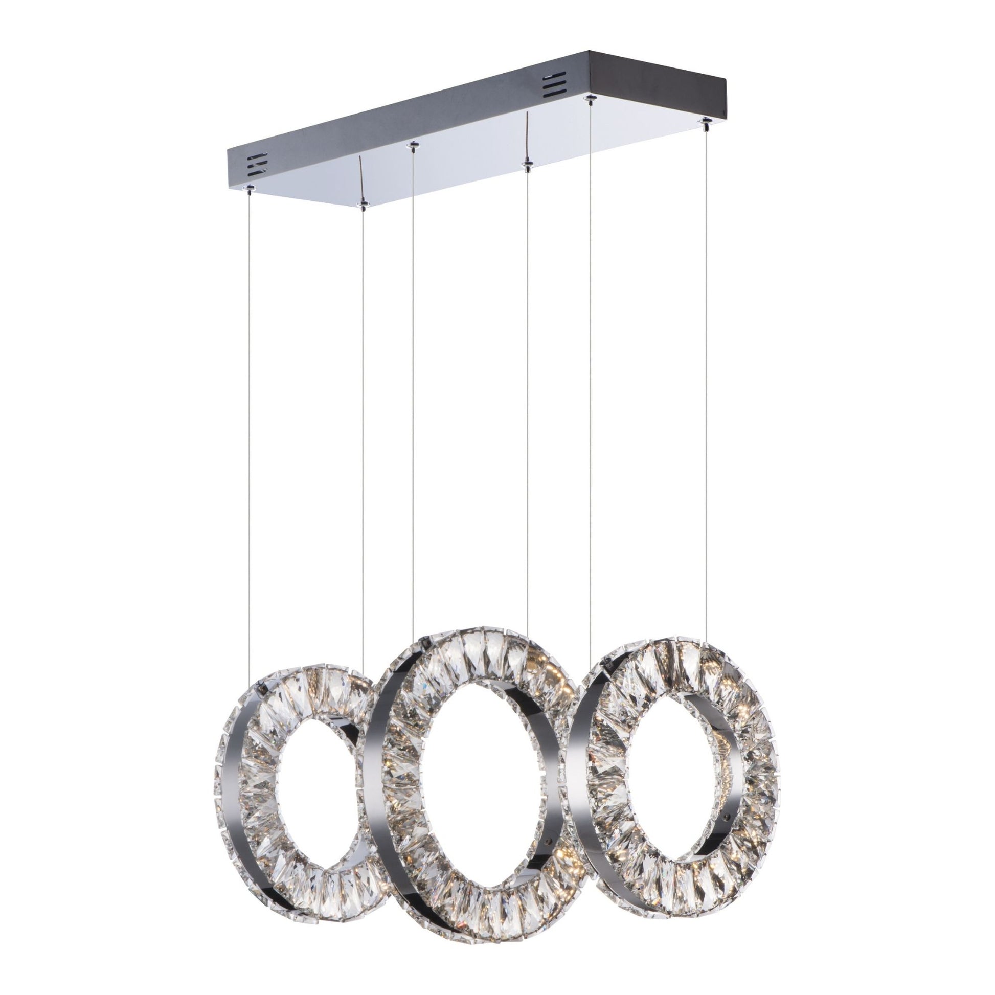 ET2 Lighting - Charm 21" 3-Light LED Linear Pendant, Polished Chrome Finish | Bees Lighting