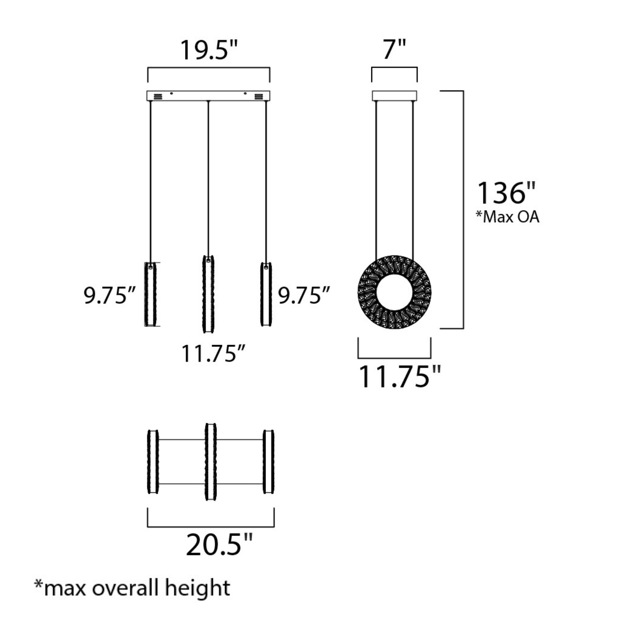 ET2 Lighting - Charm 21" 3-Light LED Linear Pendant, Polished Chrome Finish | Bees Lighting