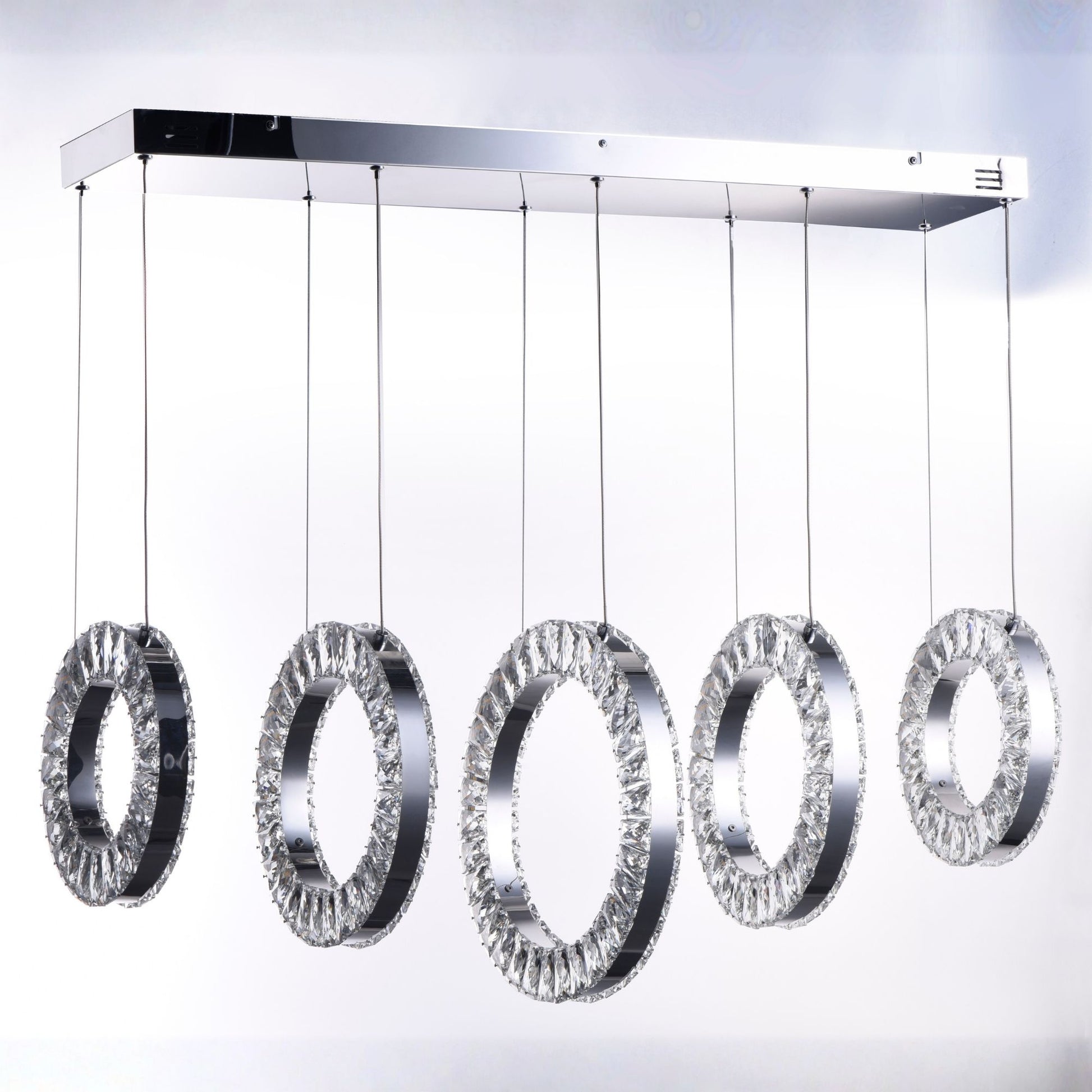 ET2 Lighting - Charm 37" 5-Light LED Linear Pendant, Polished Chrome Finish | Bees Lighting