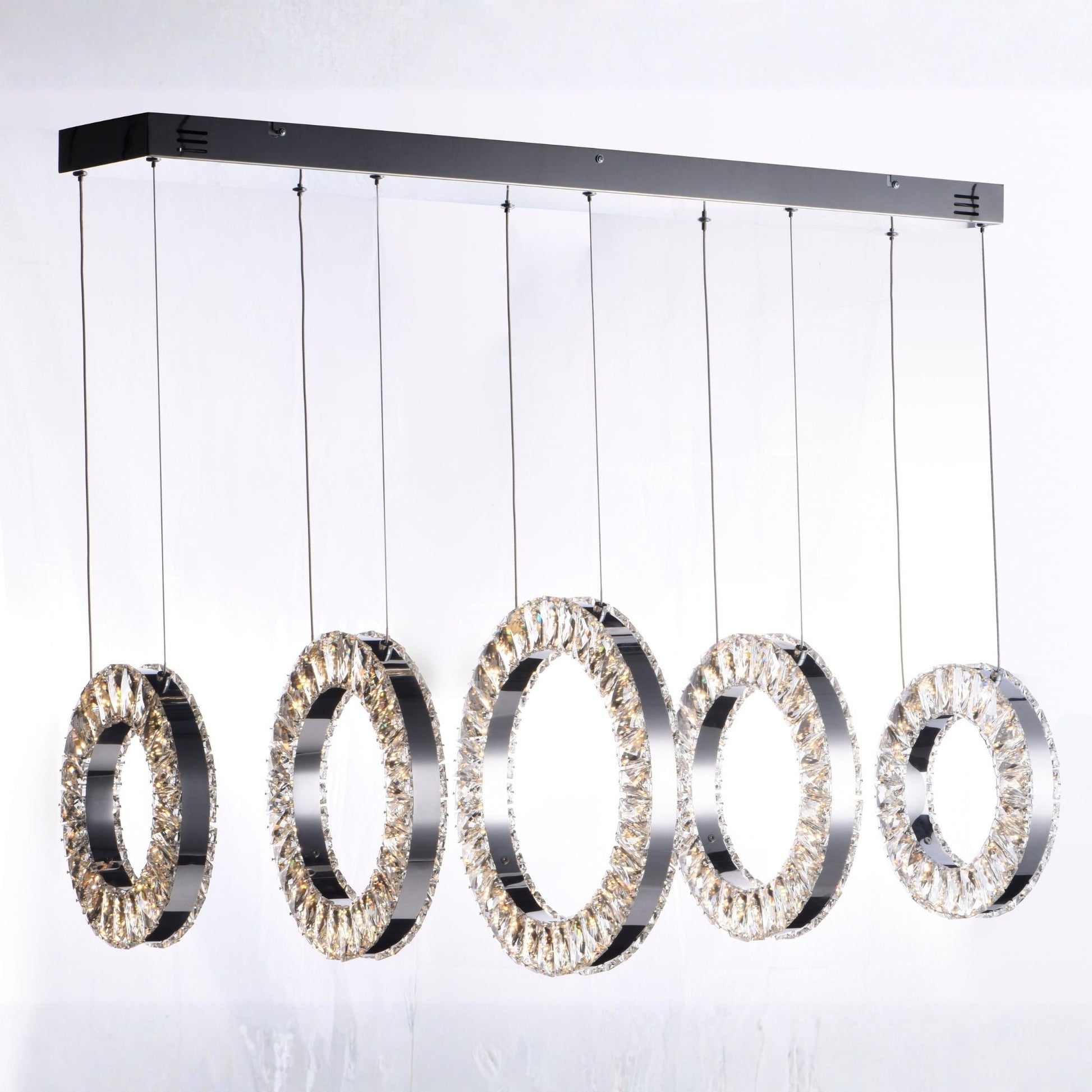 ET2 Lighting - Charm 37" 5-Light LED Linear Pendant, Polished Chrome Finish | Bees Lighting