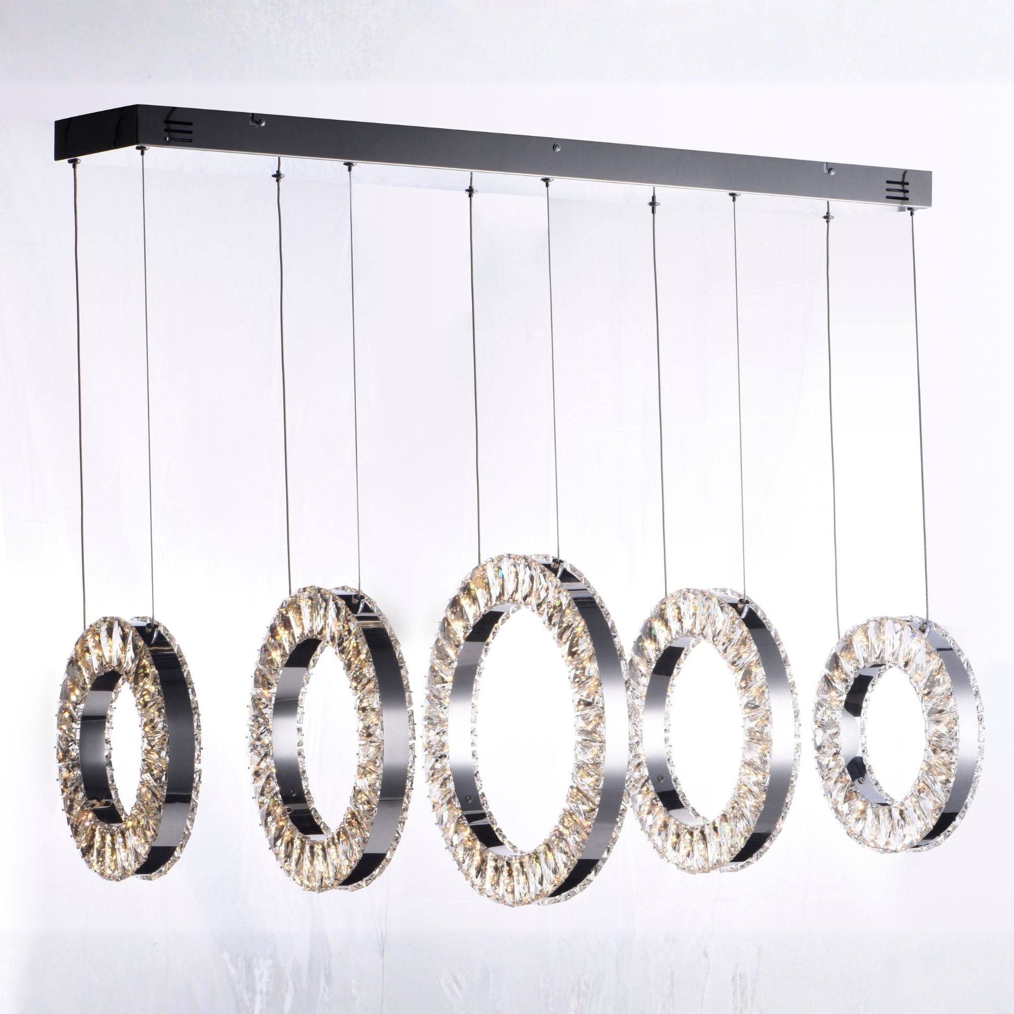 ET2 Lighting - Charm 37" 5-Light LED Linear Pendant, Polished Chrome Finish | Bees Lighting