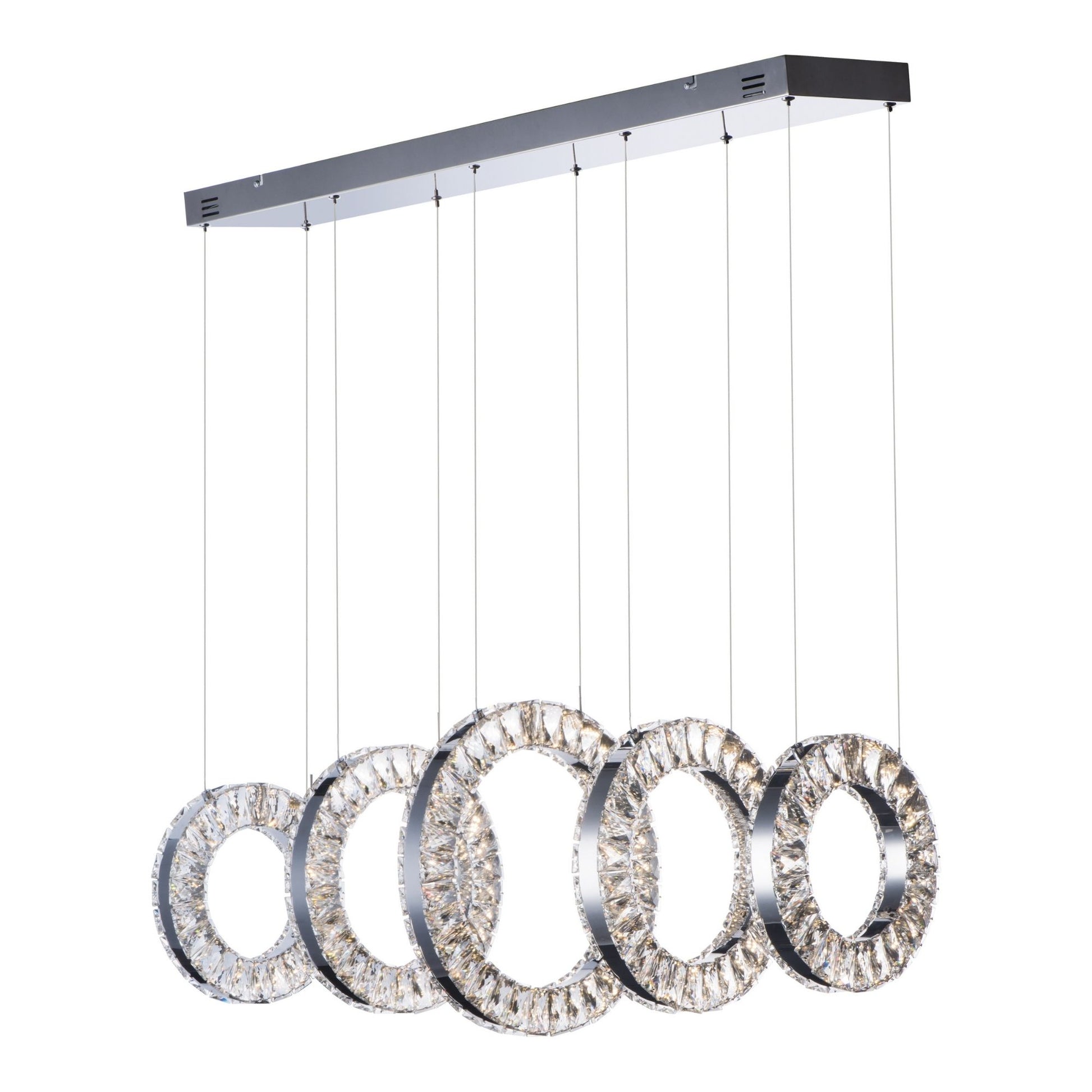 ET2 Lighting - Charm 37" 5-Light LED Linear Pendant, Polished Chrome Finish | Bees Lighting