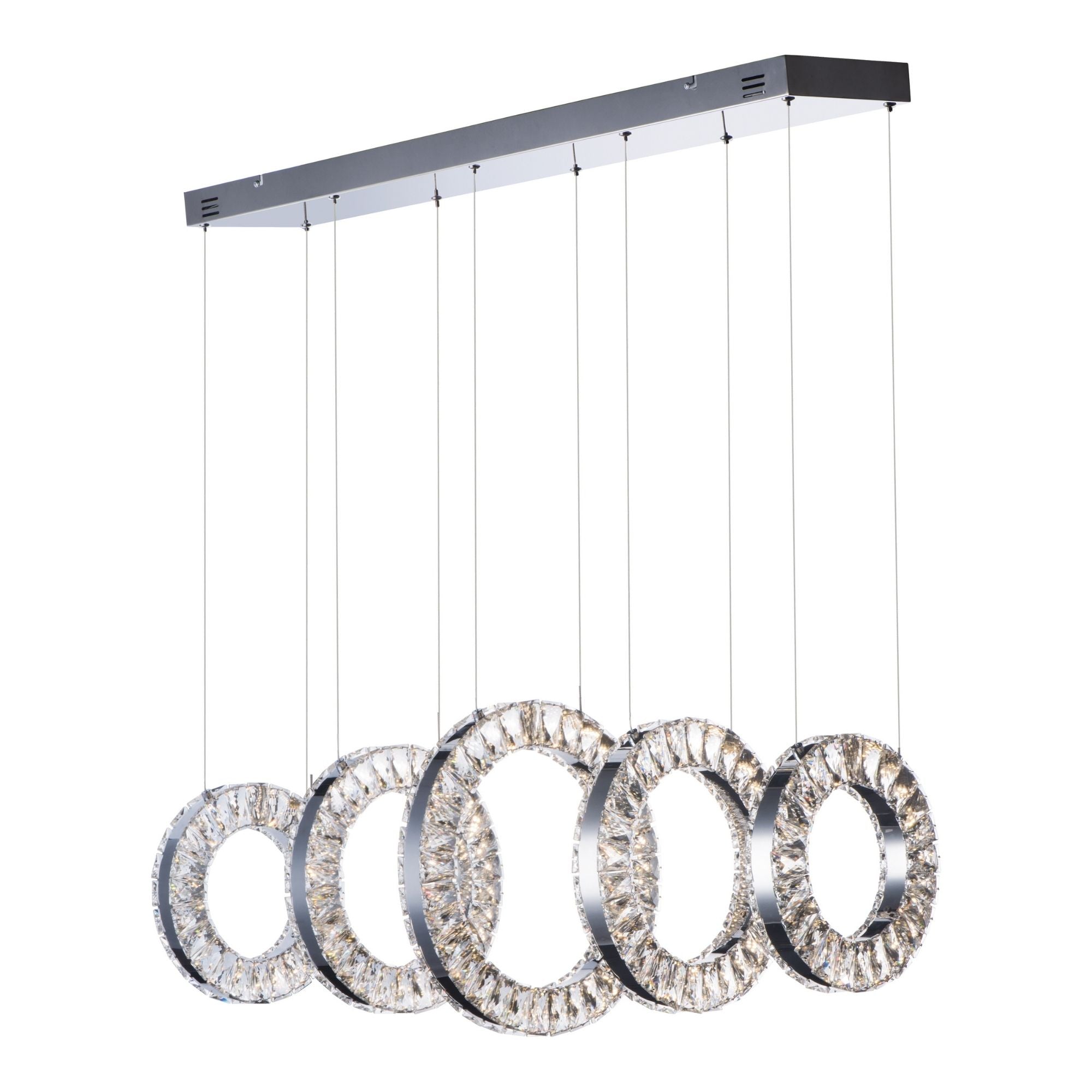 ET2 Lighting - Charm 37" 5-Light LED Linear Pendant, Polished Chrome Finish | Bees Lighting