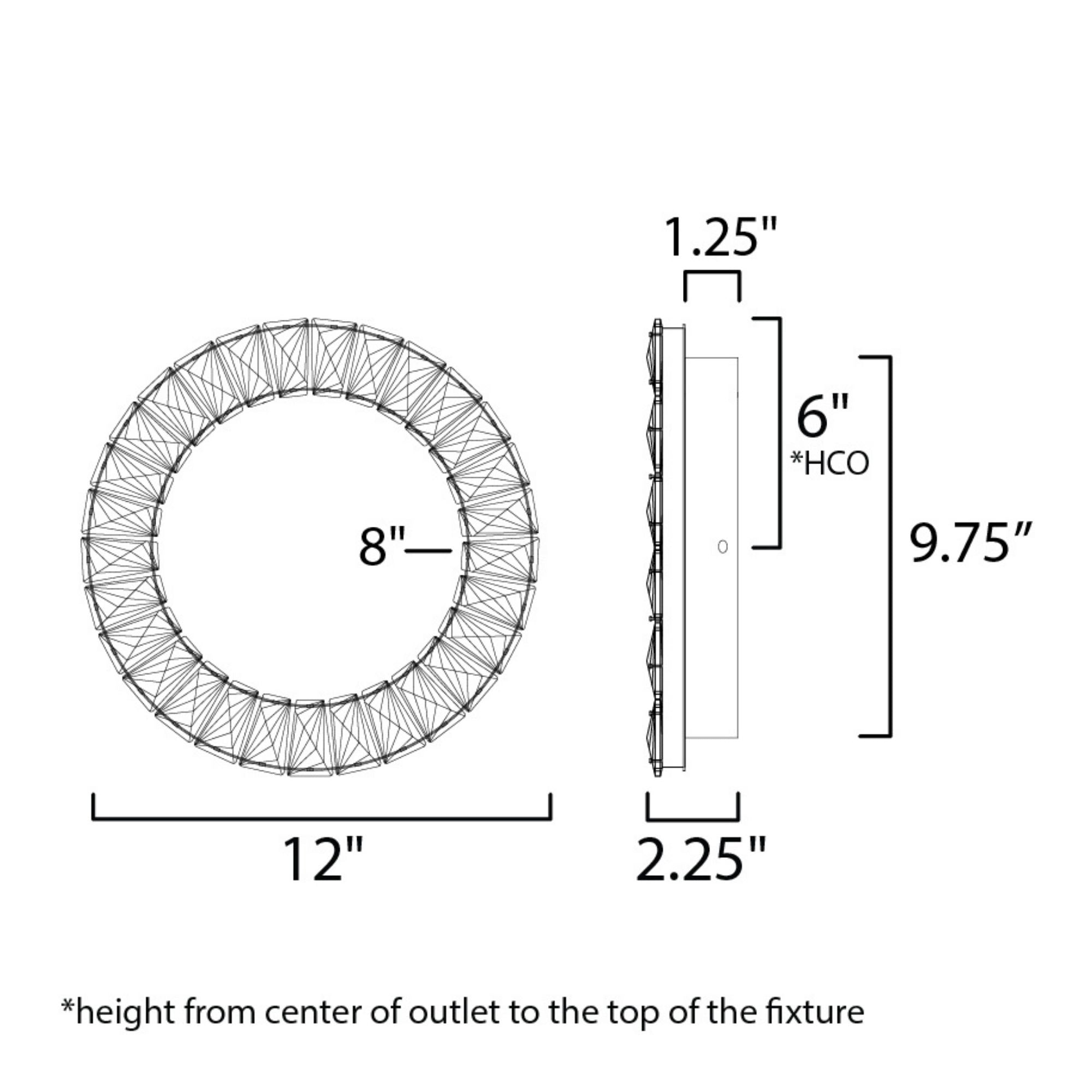 ET2 Lighting - Charm 12" LED Wall Sconce/Flush Mount, Polished Chrome Finish with Crystals | Bees Lighting