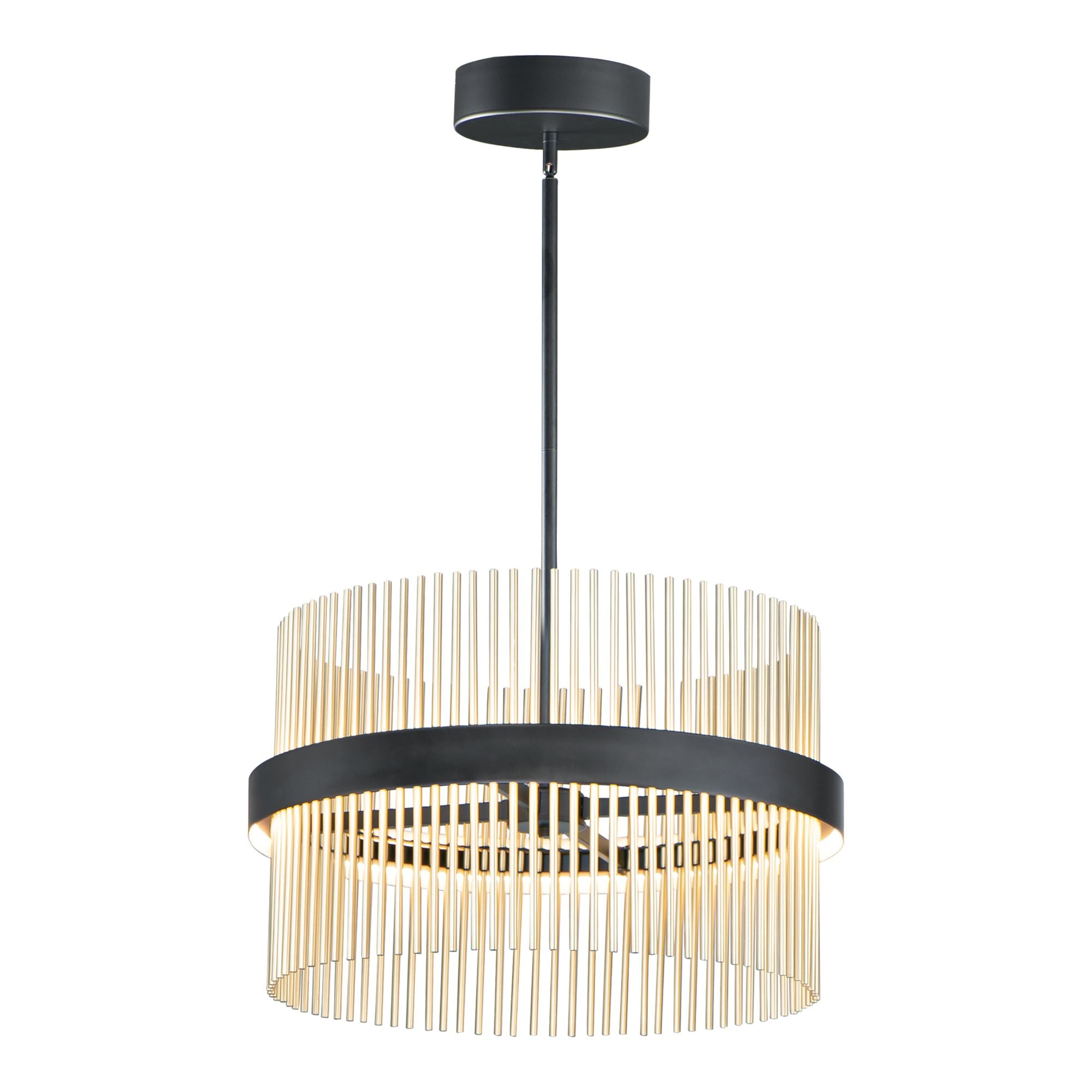 Chimes 5CCT 24" LED Pendant, Black & Satin Brass Finish