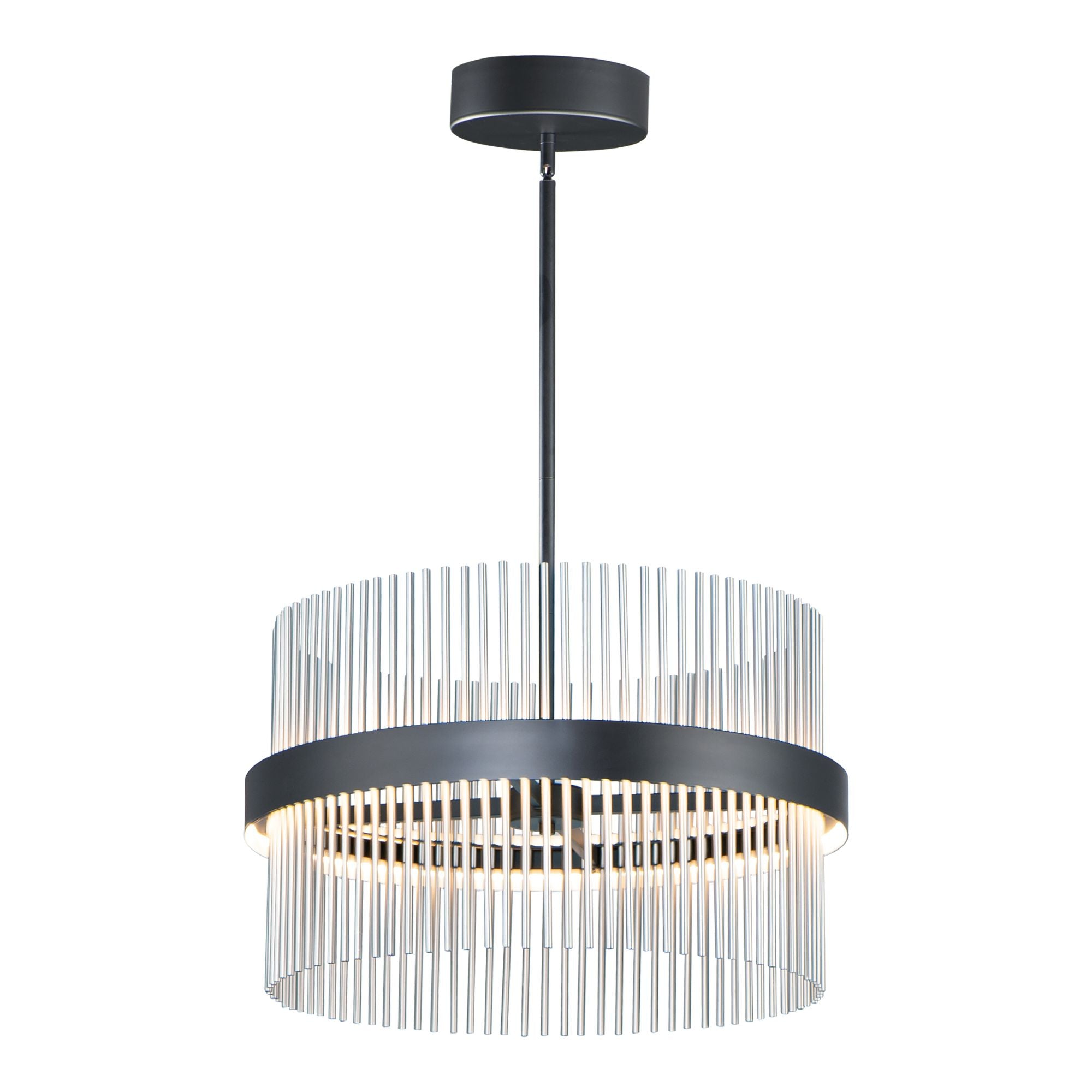 Chimes 5CCT 24" LED Pendant, Black & Satin Nickel Finish