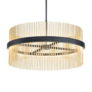 Chimes 5CCT 34" LED Pendant, Black & Satin Brass Finish