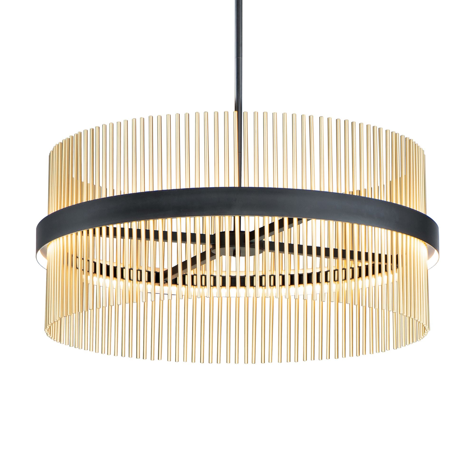 Chimes 5CCT 34" LED Pendant, Black & Satin Brass Finish