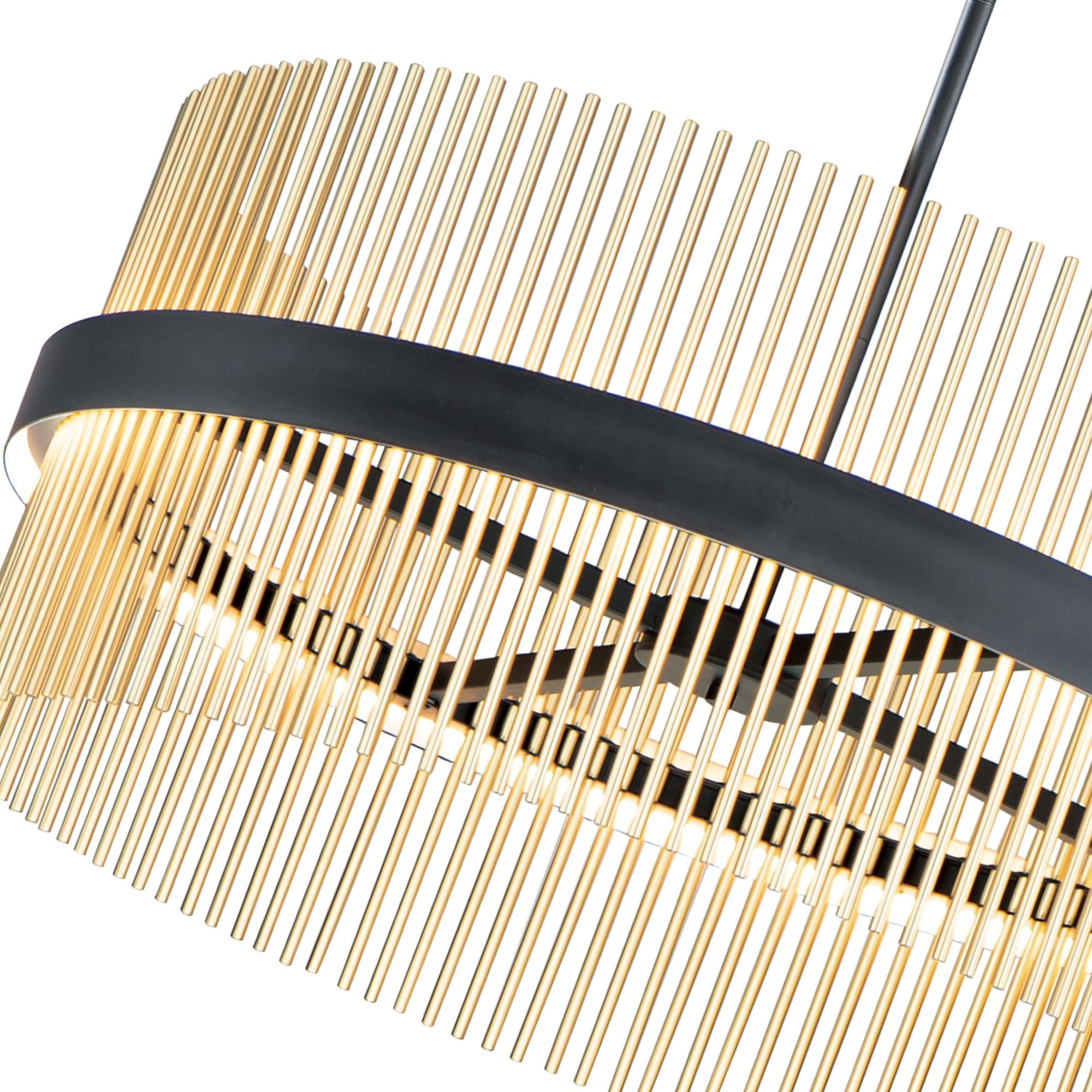 Chimes 5CCT 34" LED Pendant, Black & Satin Brass Finish