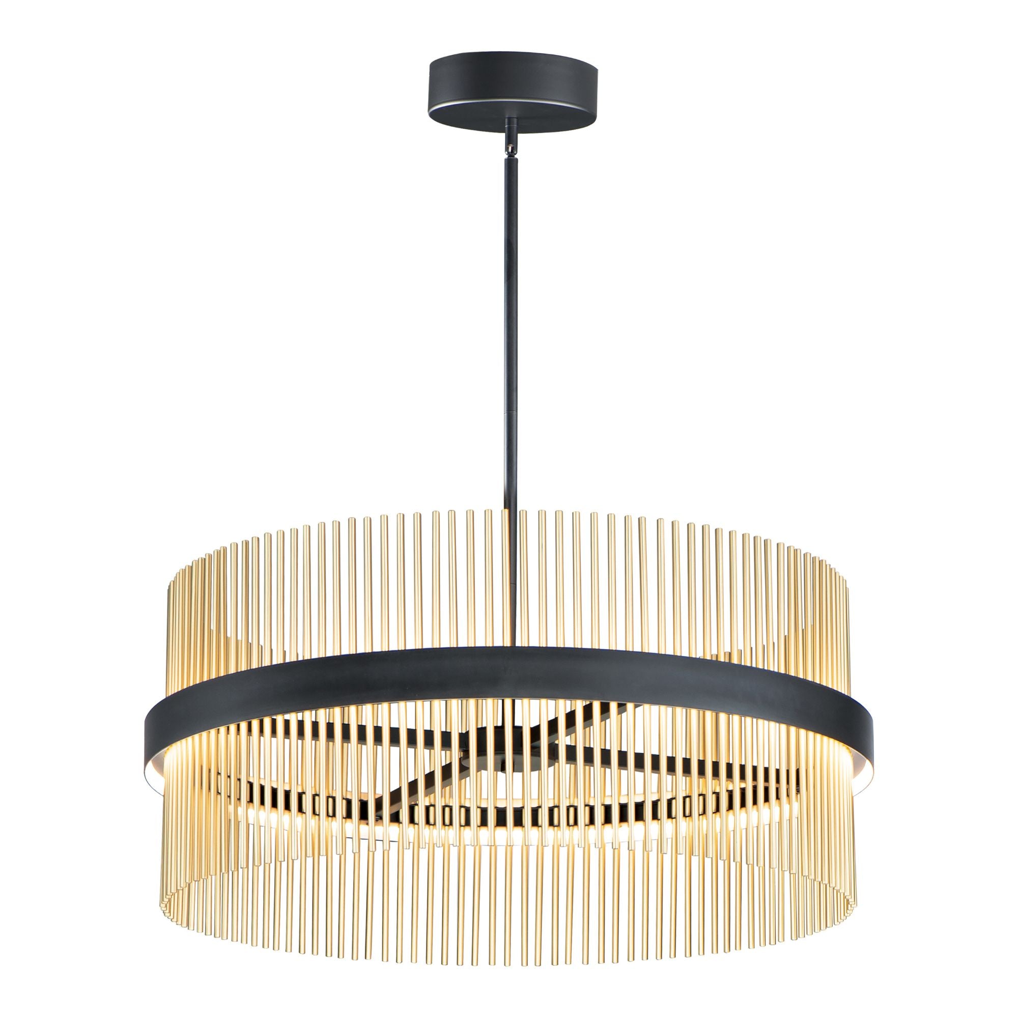Chimes 5CCT 34" LED Pendant, Black & Satin Brass Finish