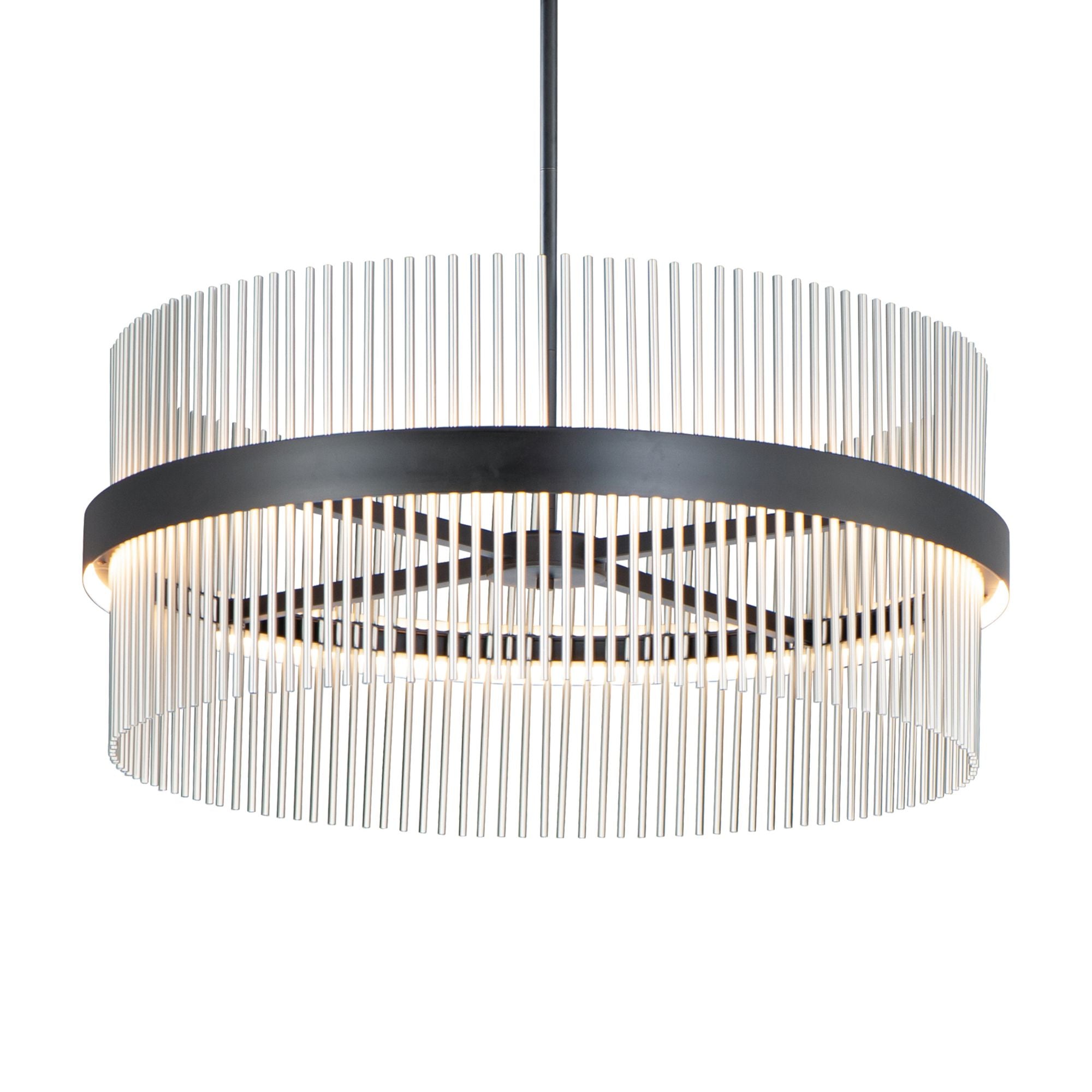 Chimes 5CCT 34" LED Pendant, Black & Satin Nickel Finish