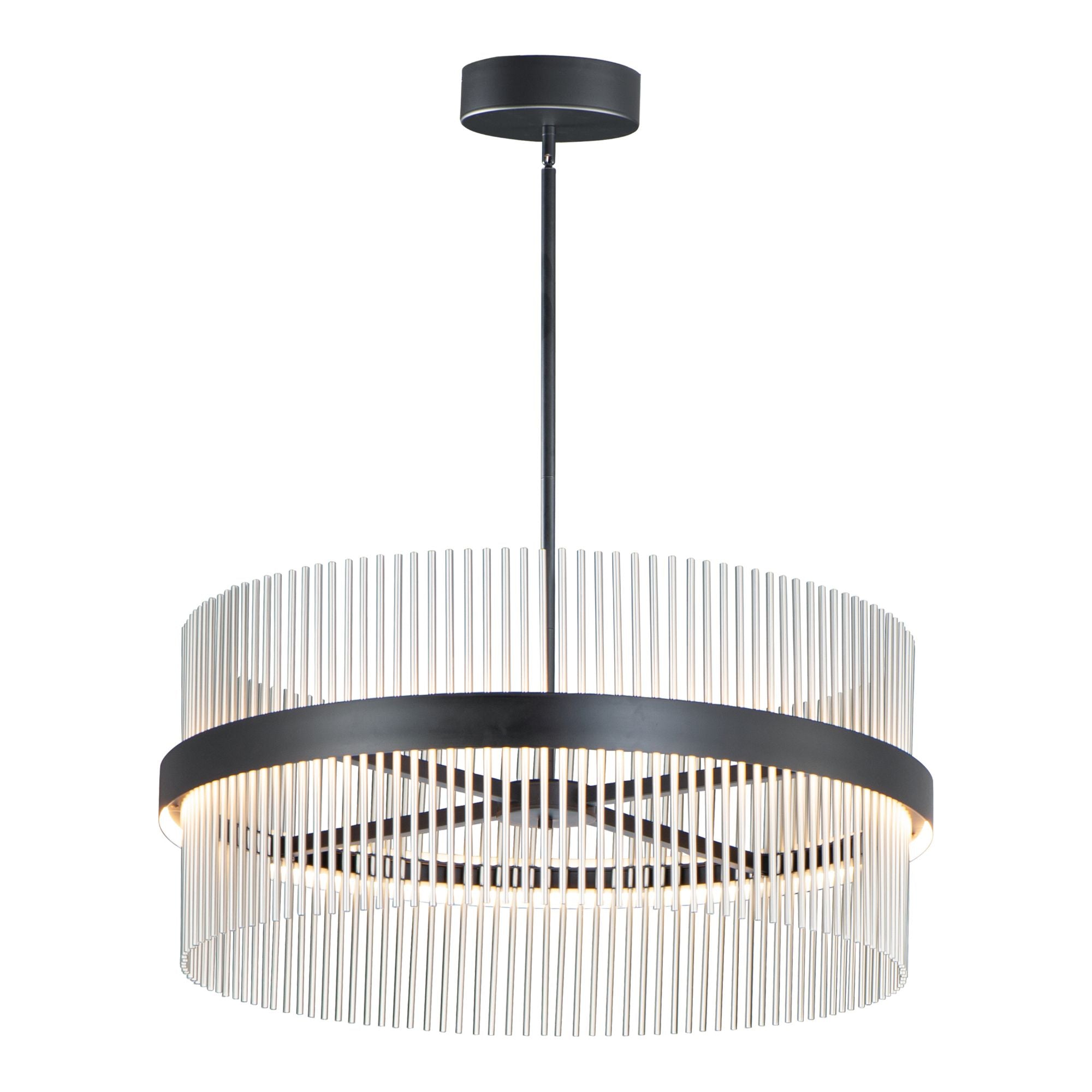 Chimes 5CCT 34" LED Pendant, Black & Satin Nickel Finish