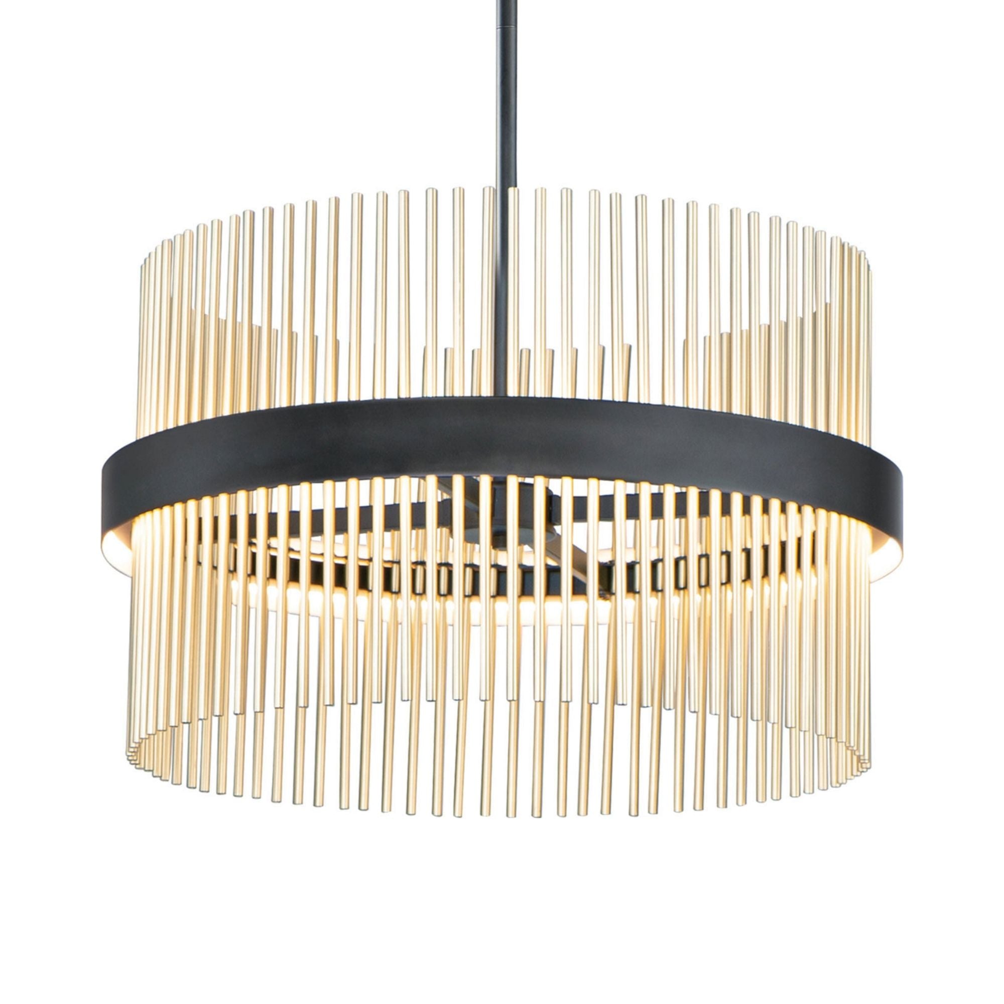 Chimes WiZ 24" LED Pendant, Black & Satin Brass Finish