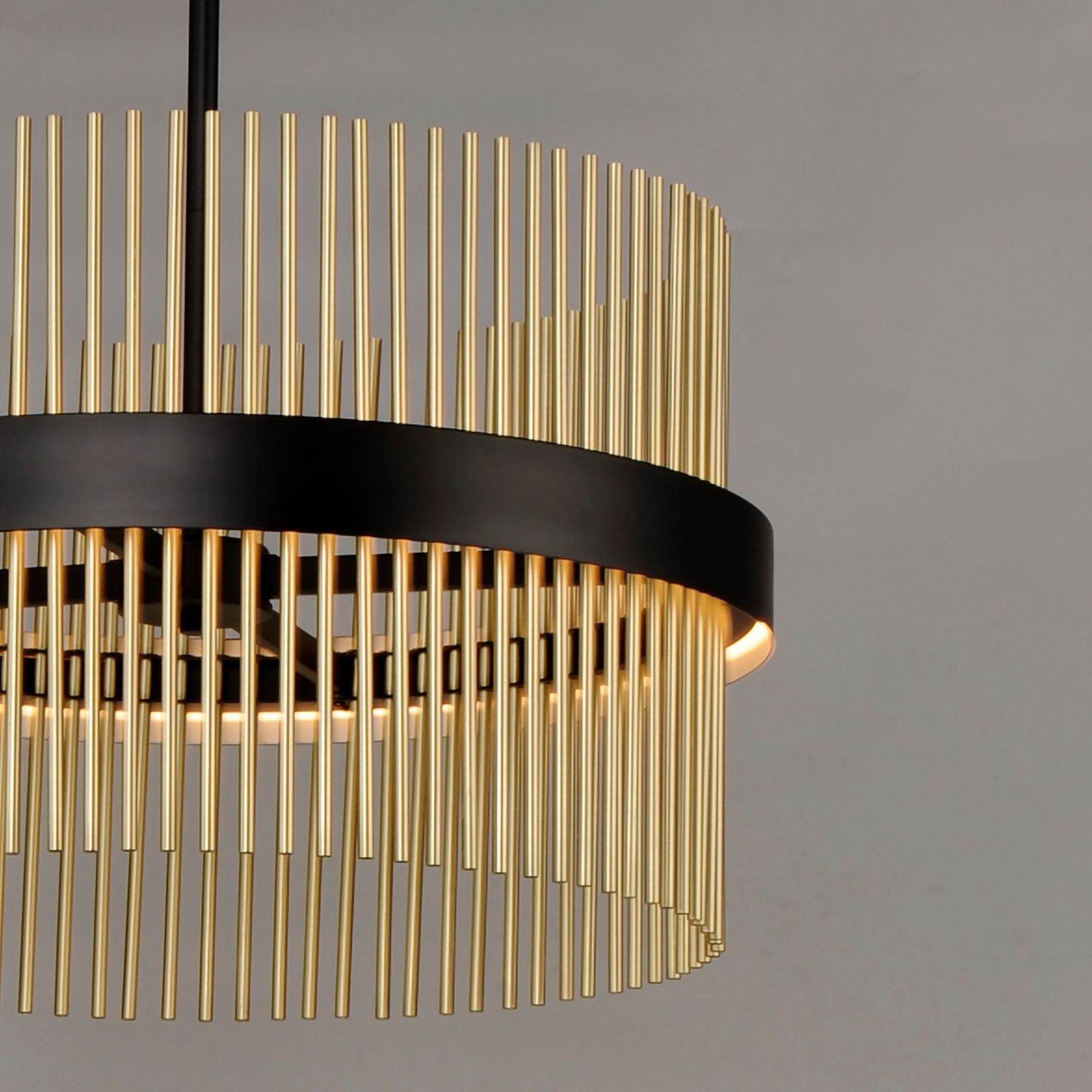 Chimes WiZ 24" LED Pendant, Black & Satin Brass Finish