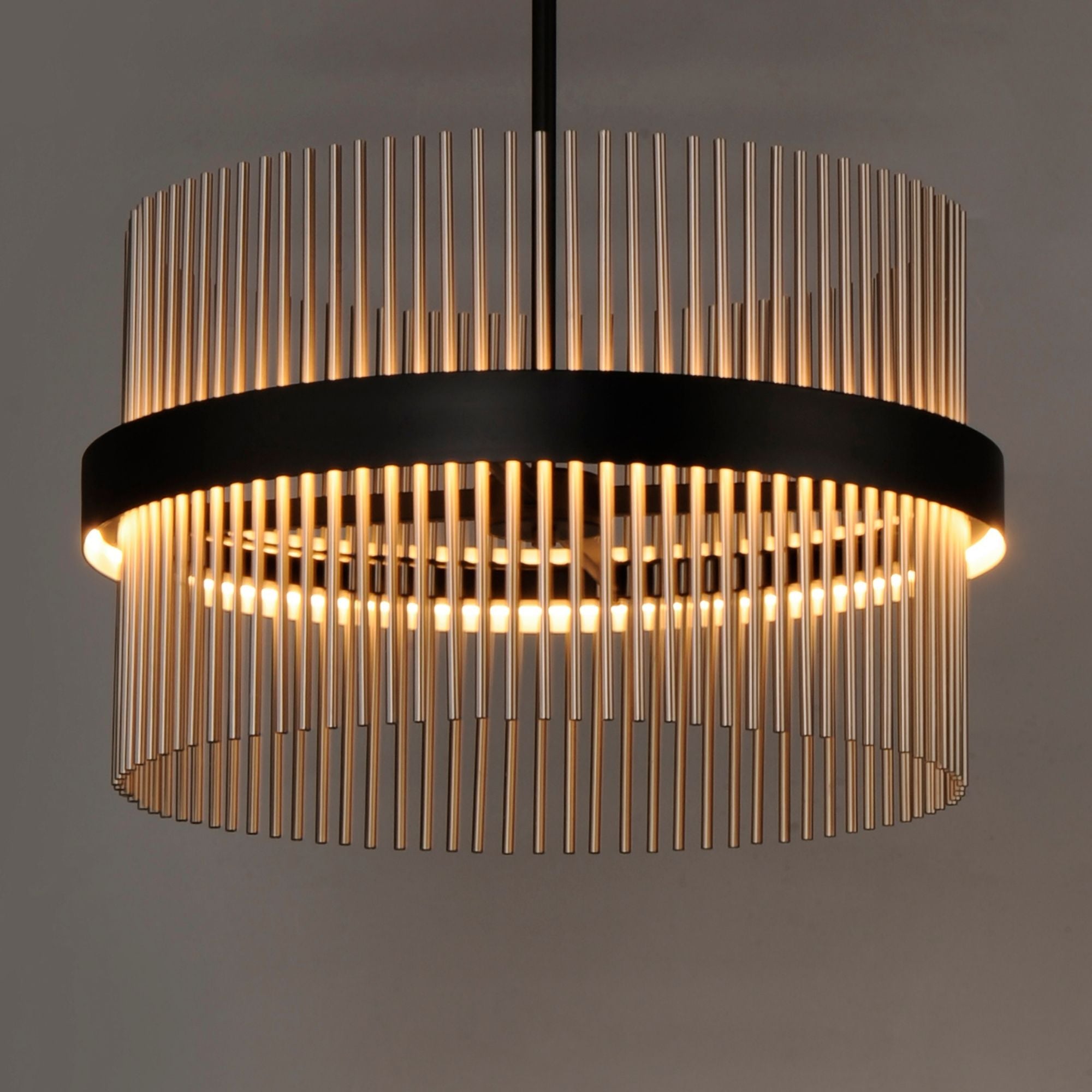 Chimes WiZ 24" LED Pendant, Black & Satin Brass Finish