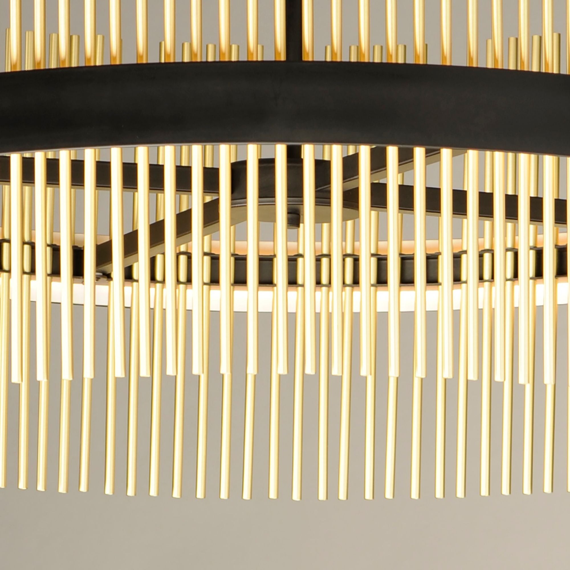 Chimes WiZ 24" LED Pendant, Black & Satin Brass Finish