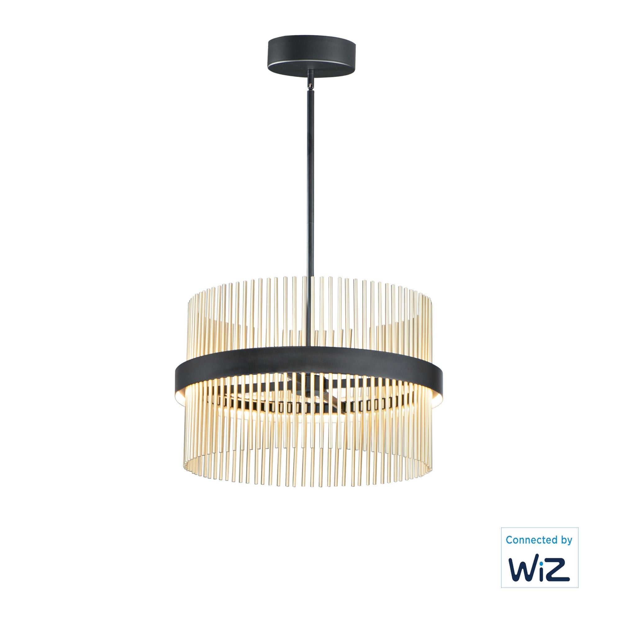 Chimes WiZ 24" LED Pendant, Black & Satin Brass Finish